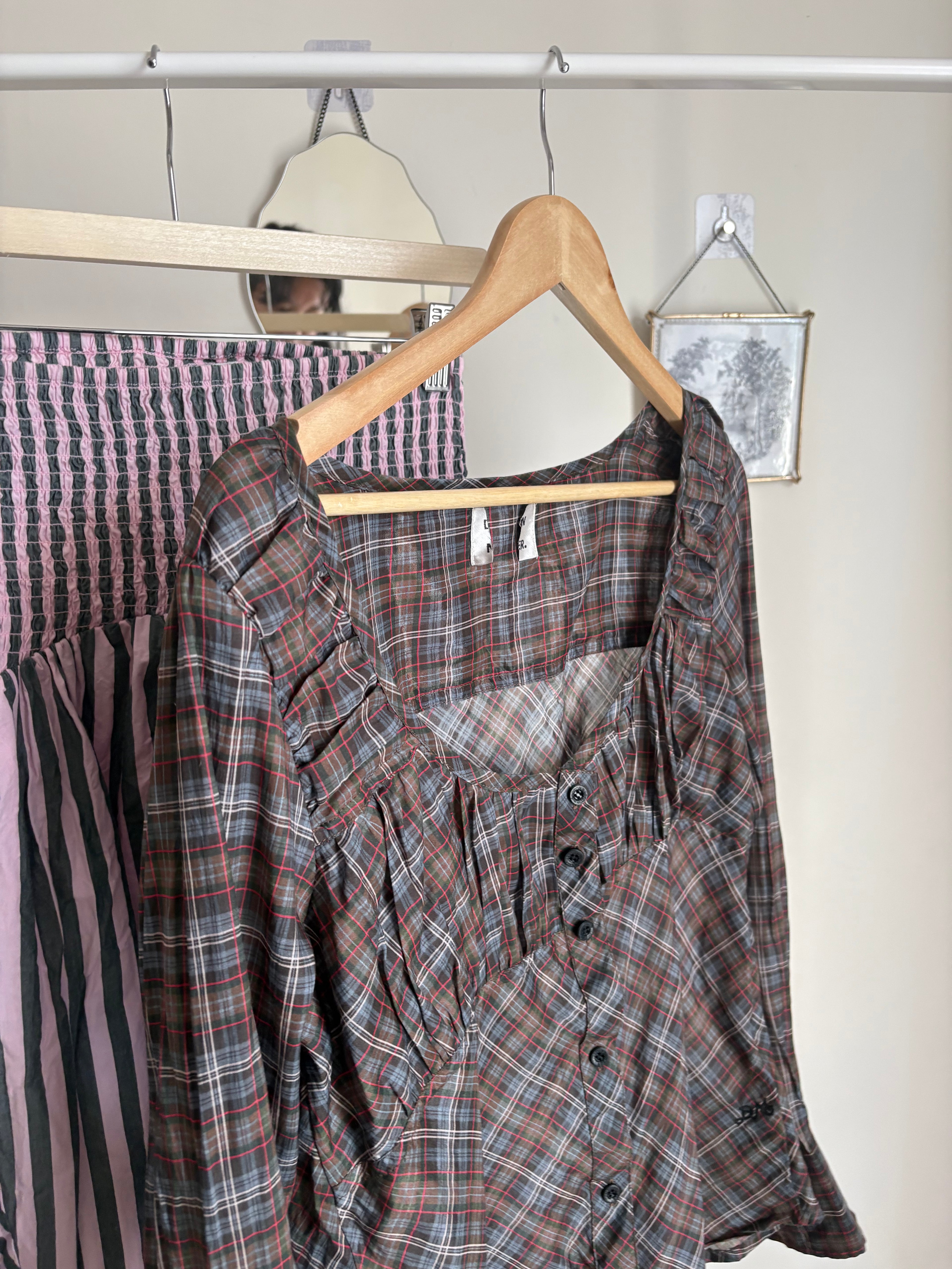 Damson Madder lemi sheer blouse - multi check