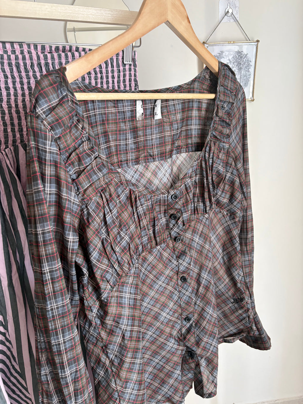 Damson Madder lemi sheer blouse - multi check