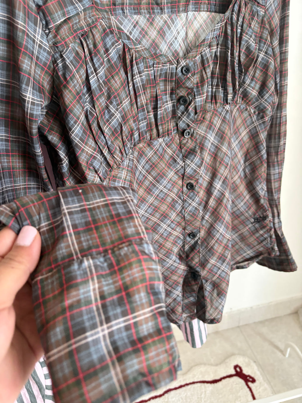 Damson Madder lemi sheer blouse - multi check