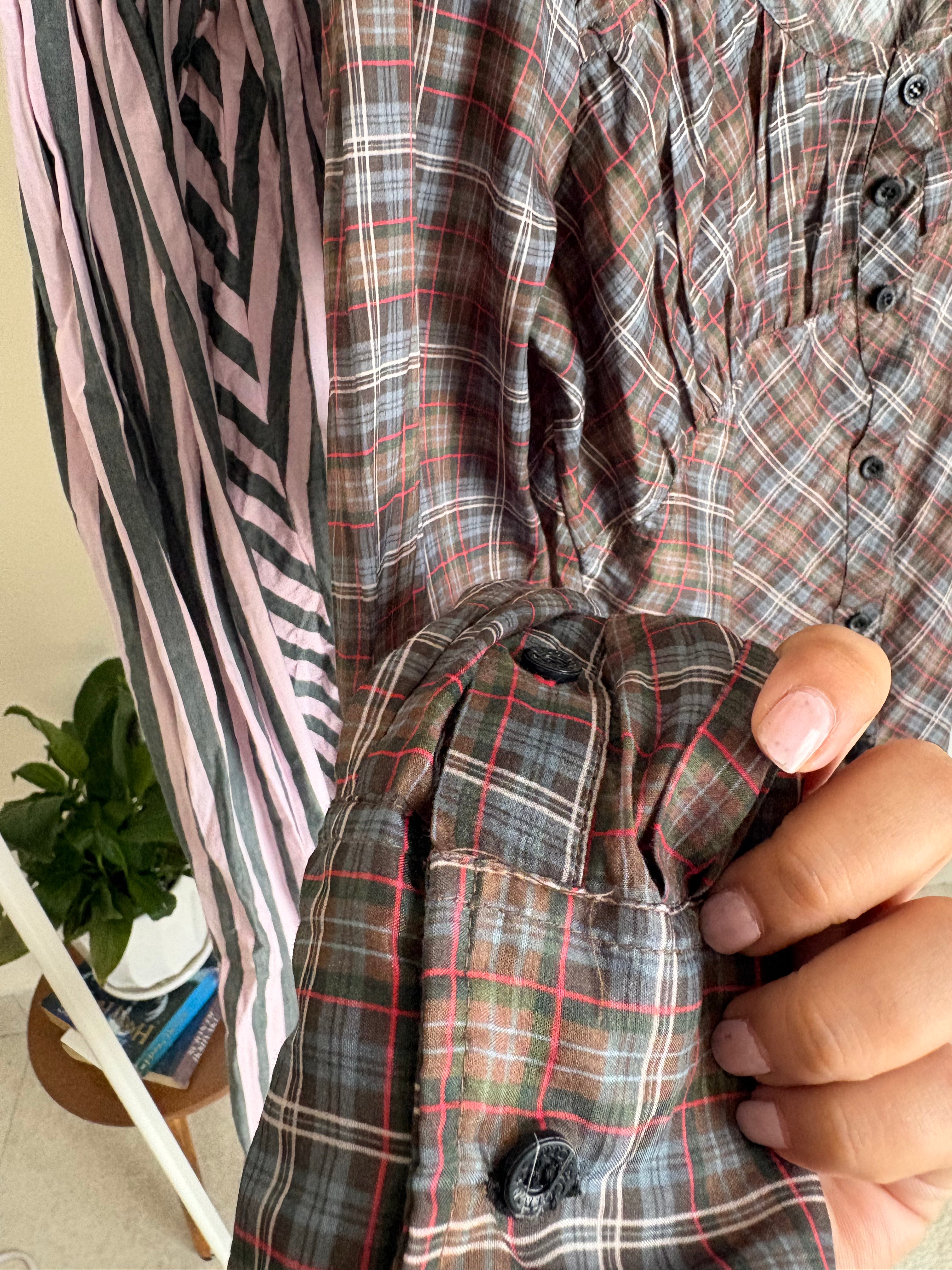 Damson Madder lemi sheer blouse - multi check