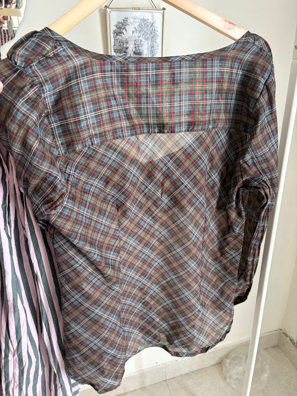 Damson Madder lemi sheer blouse - multi check