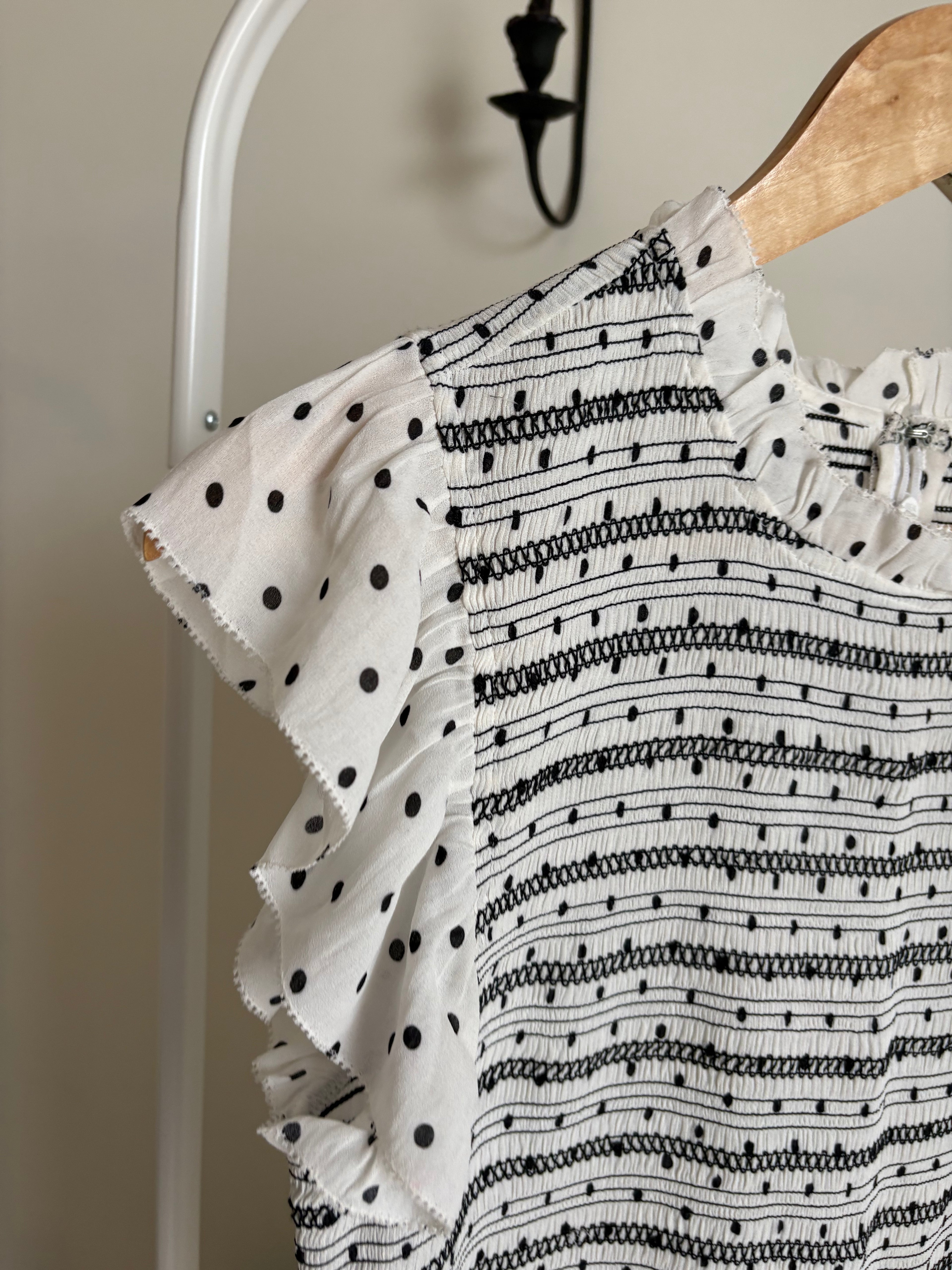 Ann Taylor polka smocked dress Uk 8