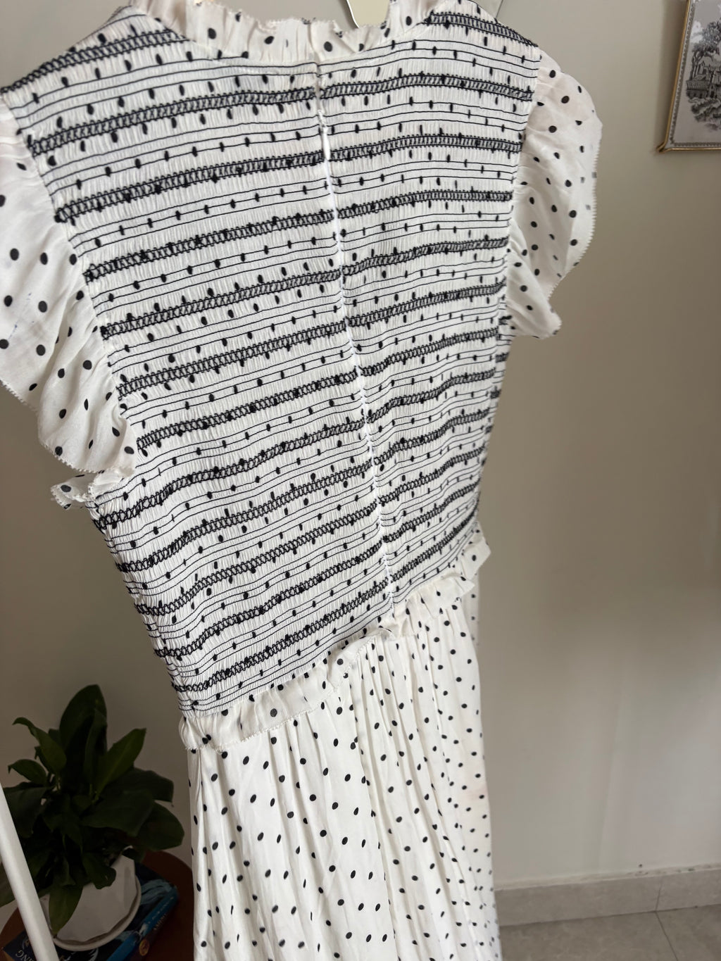 Ann Taylor polka smocked dress Uk 8