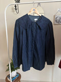 DENIM EMBROIDERTED COLLAR SHIRT L