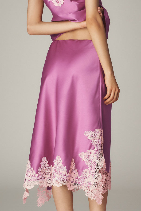 Anthropologie　Lace-Trim Bias-Cut Slip Midi Skirt S
