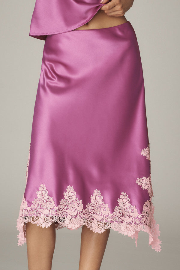 Anthropologie　Lace-Trim Bias-Cut Slip Midi Skirt S