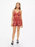 BERSHKA Pink satin jumpsuit with colorful embroidery XS