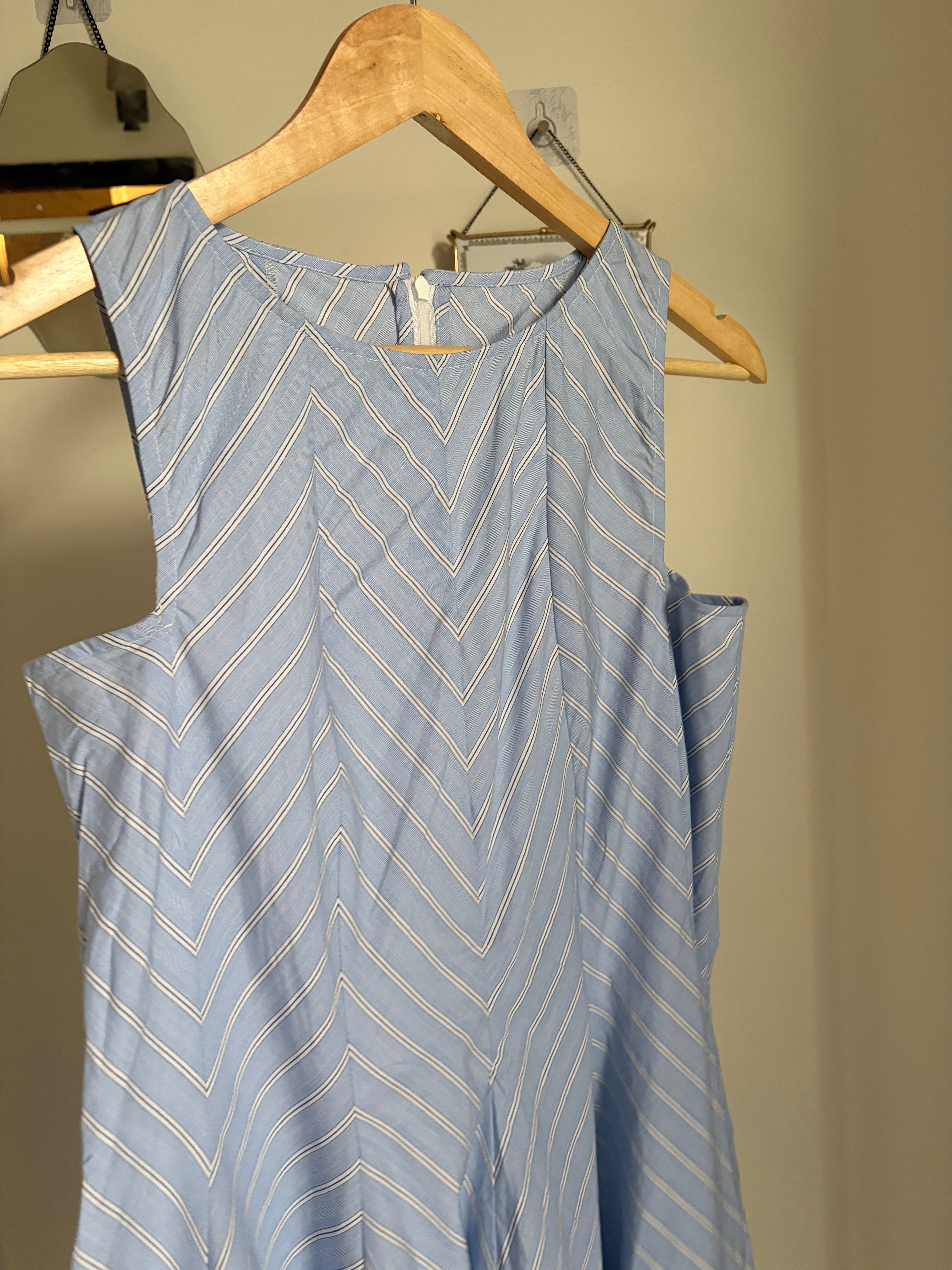 BLUE STRIPED GUSSET DRESS S