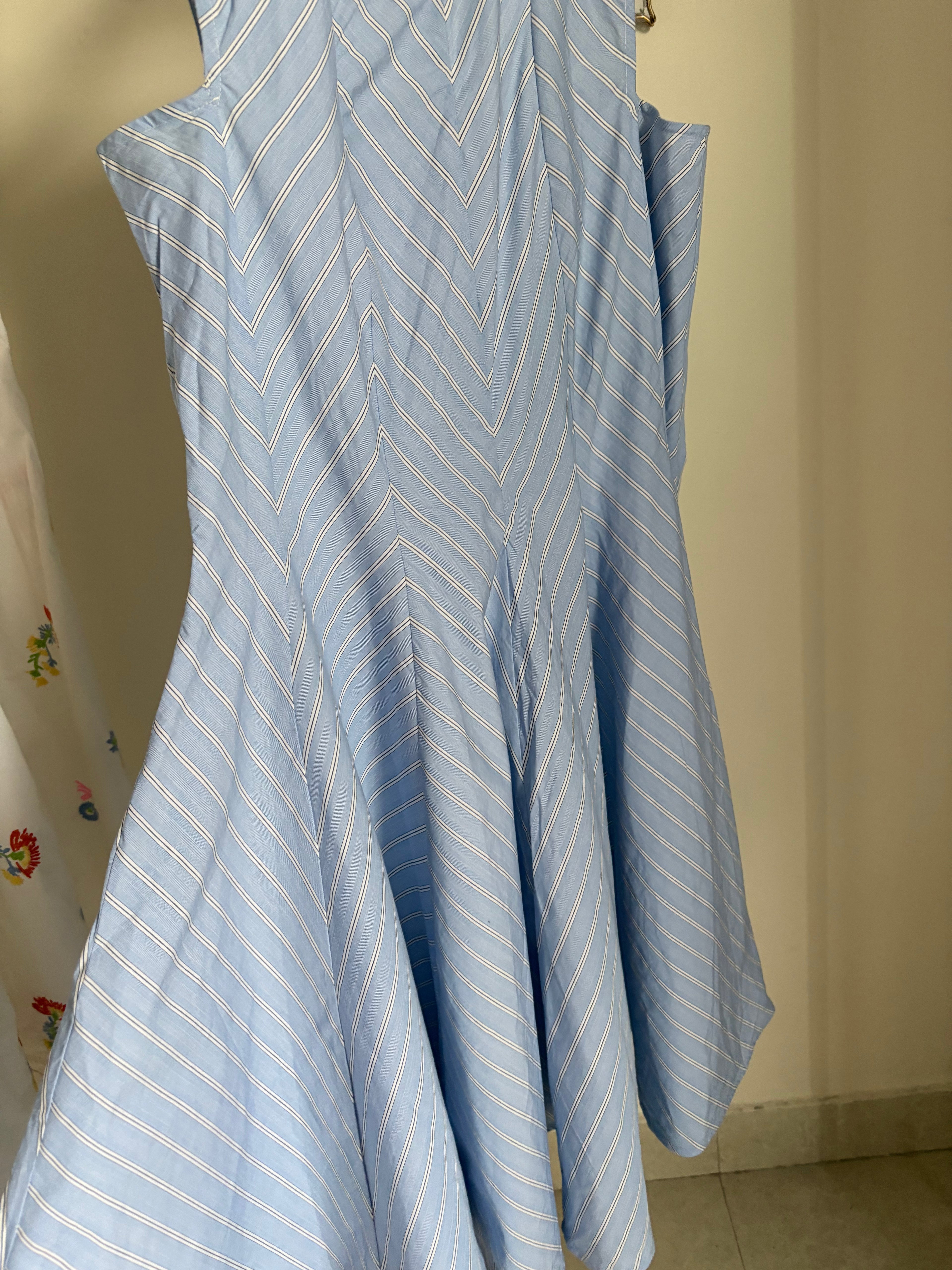 BLUE STRIPED GUSSET DRESS S
