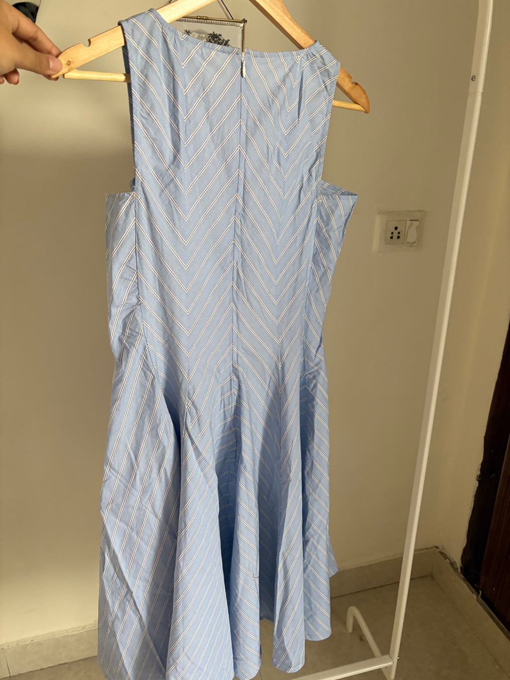 BLUE STRIPED GUSSET DRESS S