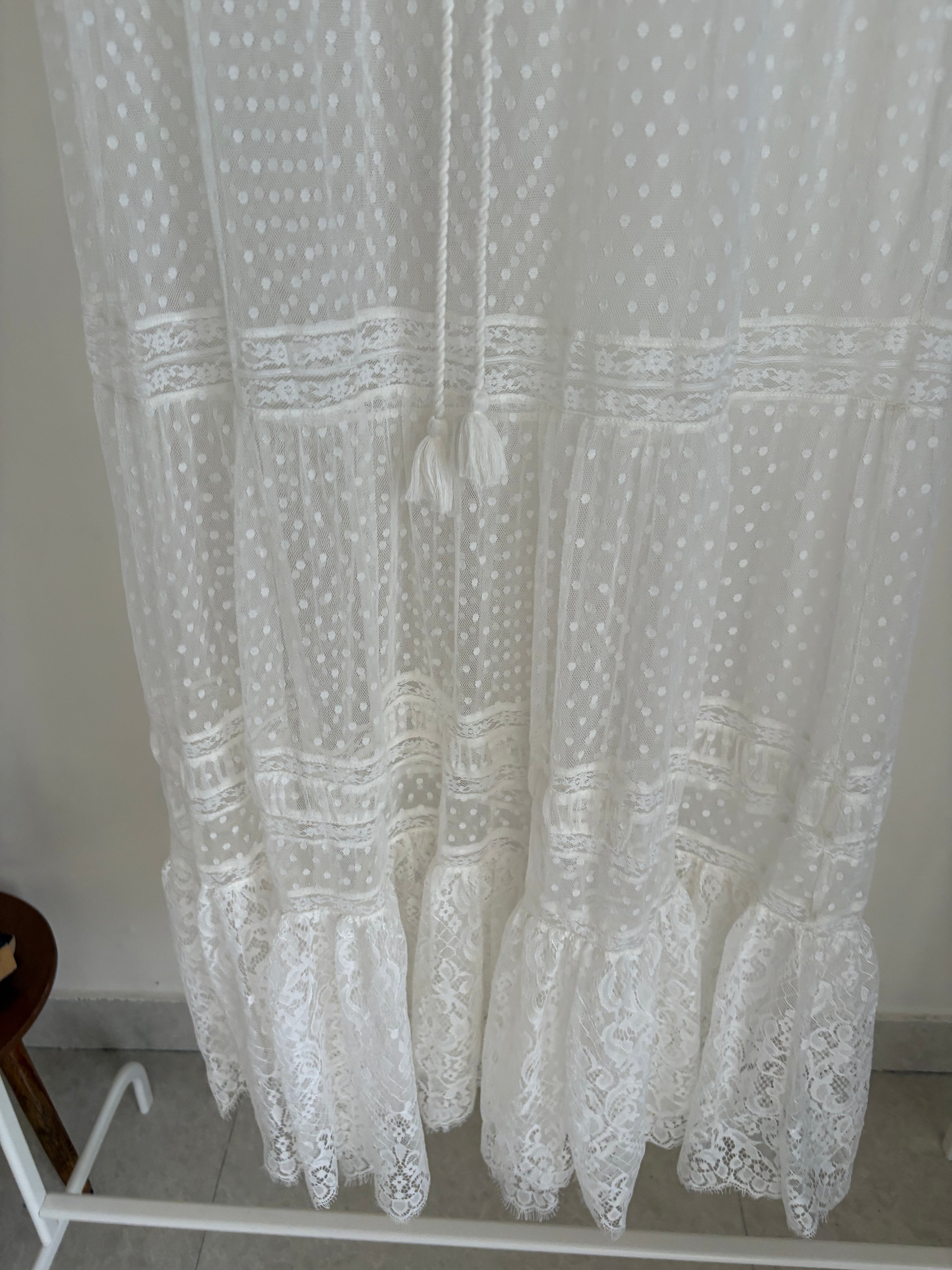 Anthropologie Sheer Lace Maxi Skirt XL