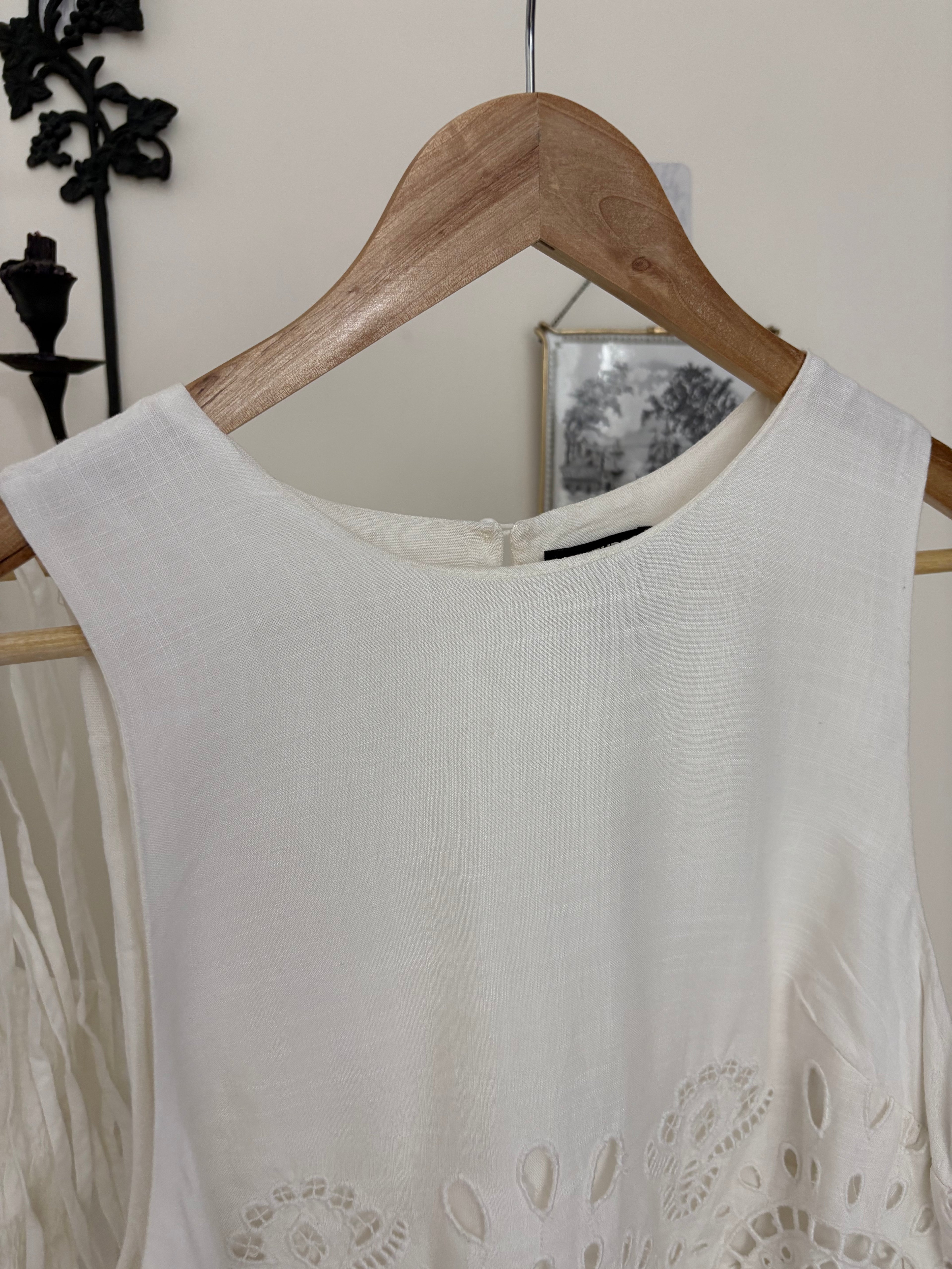 FUTURE COLLECTIVE embroidered eyelet side tie tank top S