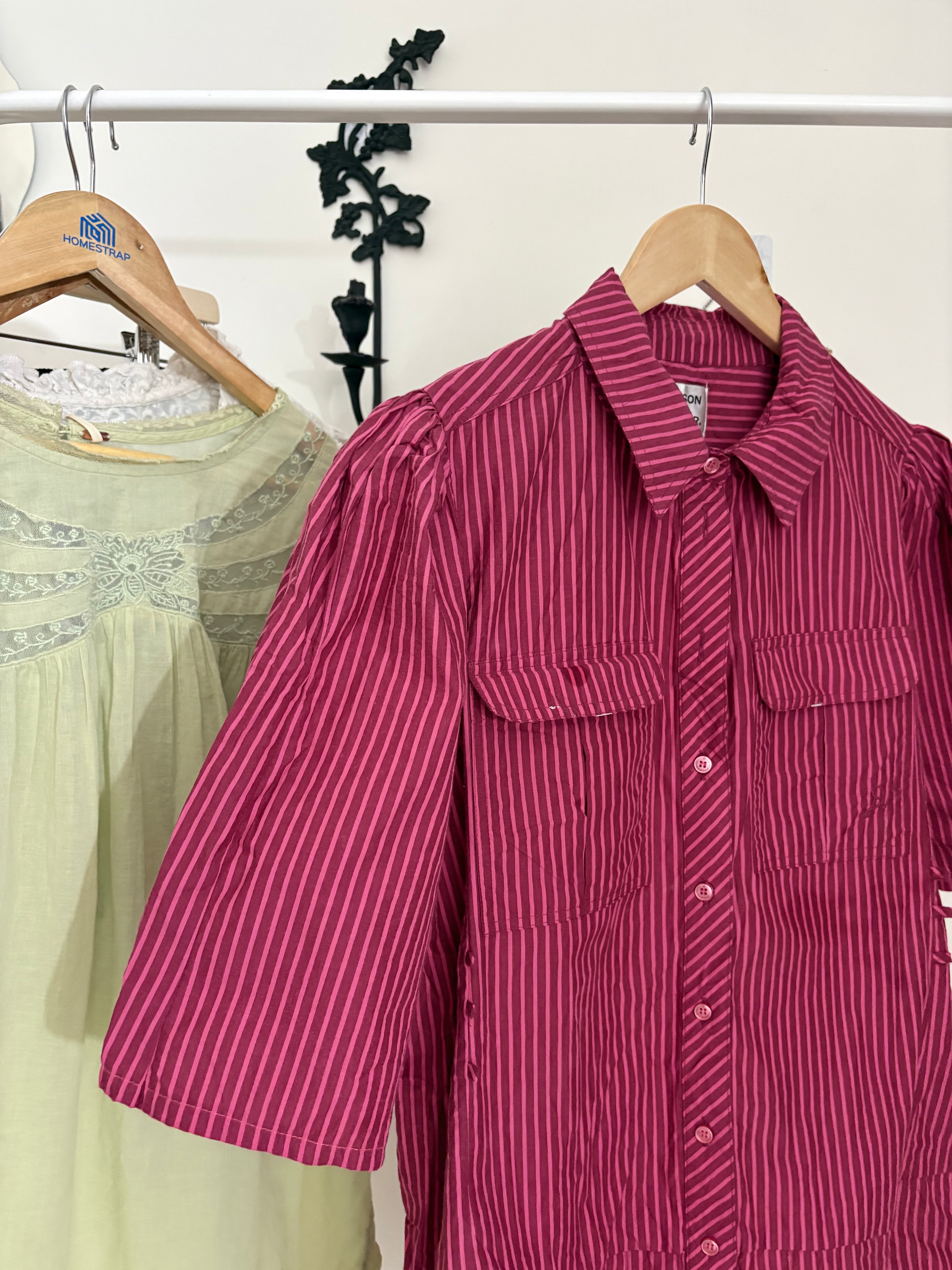 Damson Madder Maisie Mini Shirt Dress ALTERED SLEEVES UK12