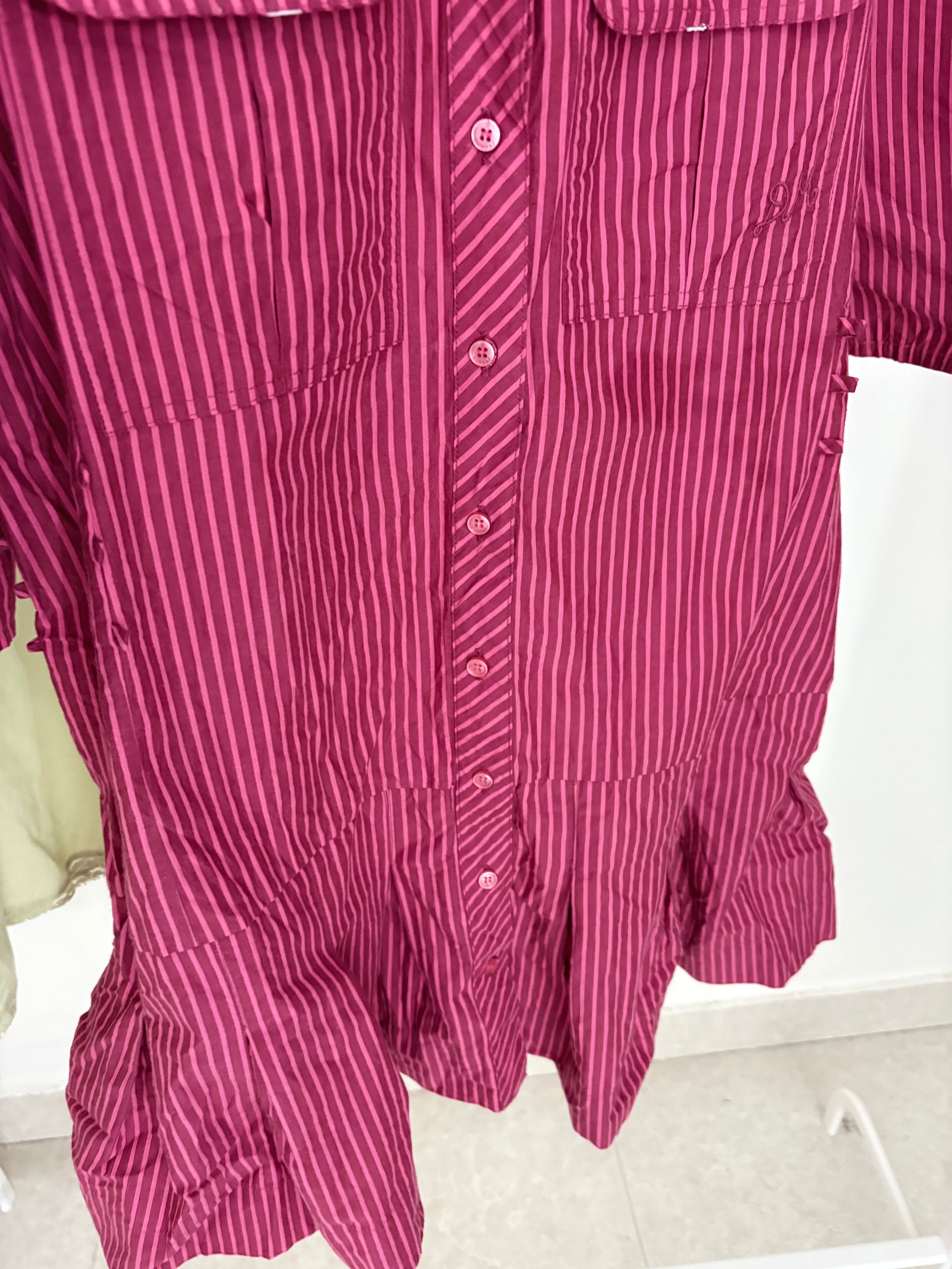 Damson Madder Maisie Mini Shirt Dress ALTERED SLEEVES UK12