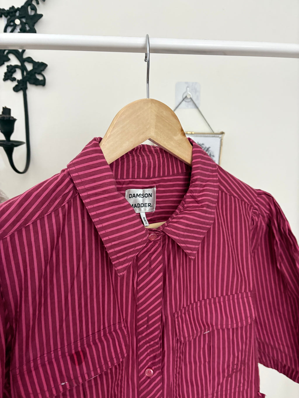 Damson Madder Maisie Mini Shirt Dress ALTERED SLEEVES UK12