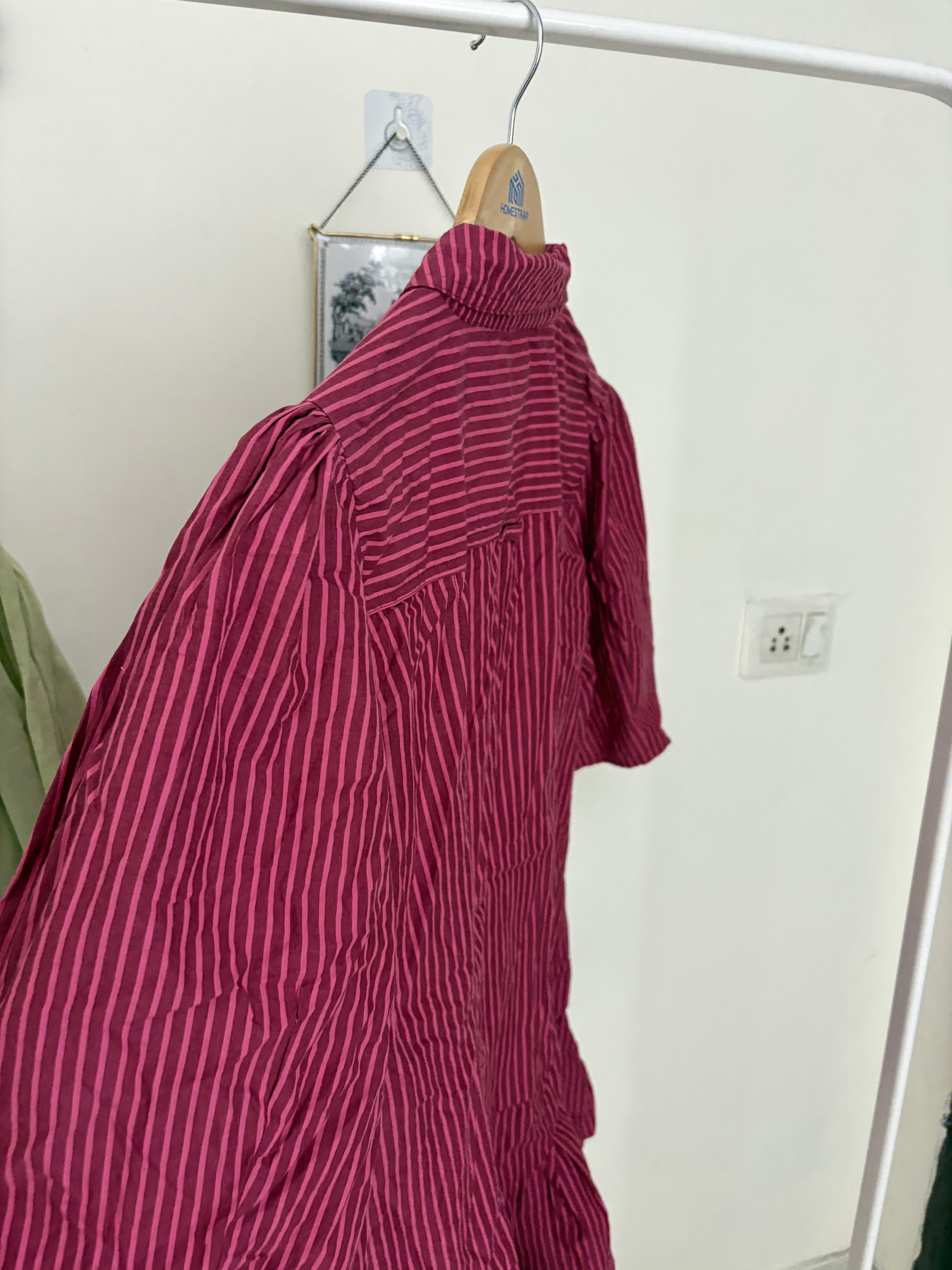 Damson Madder Maisie Mini Shirt Dress ALTERED SLEEVES UK12