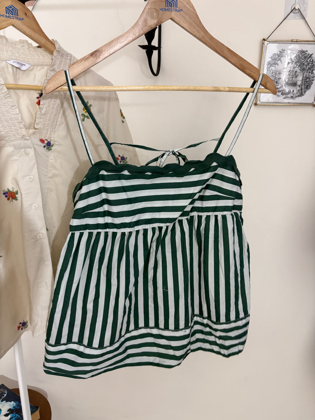 Maeve Striped Tie-Back Babydoll Top L