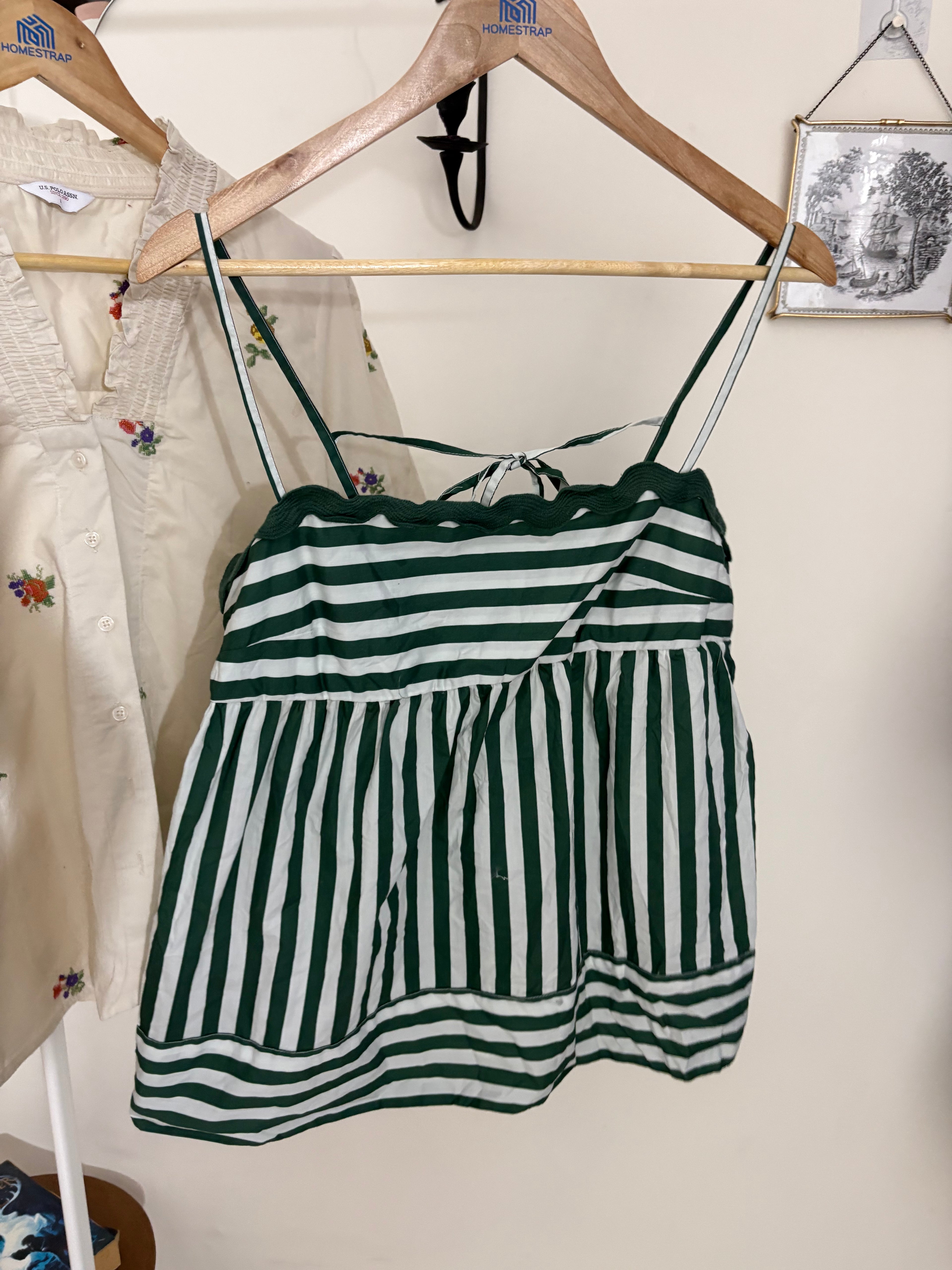 Maeve Striped Tie-Back Babydoll Top L
