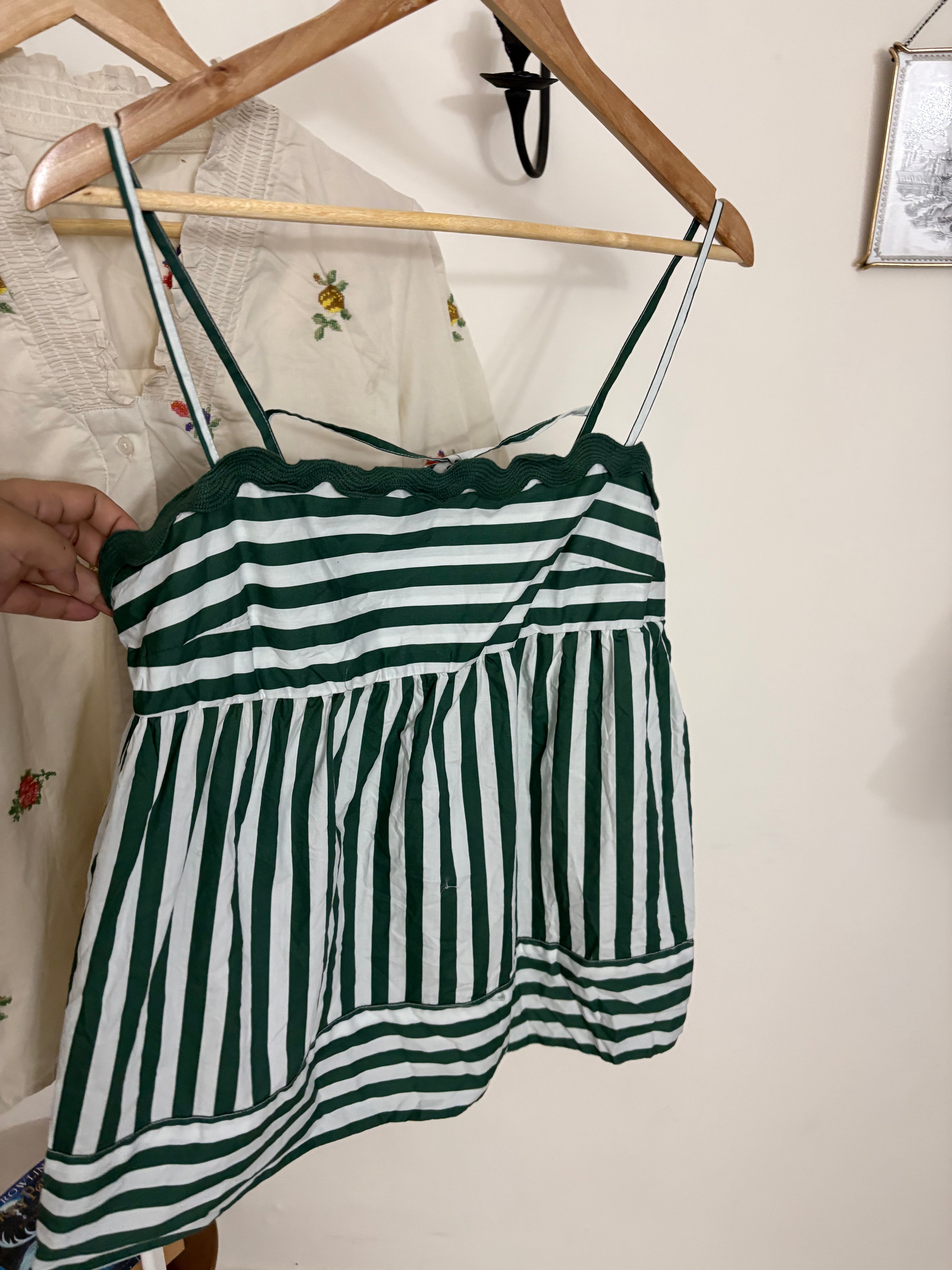 Maeve Striped Tie-Back Babydoll Top L