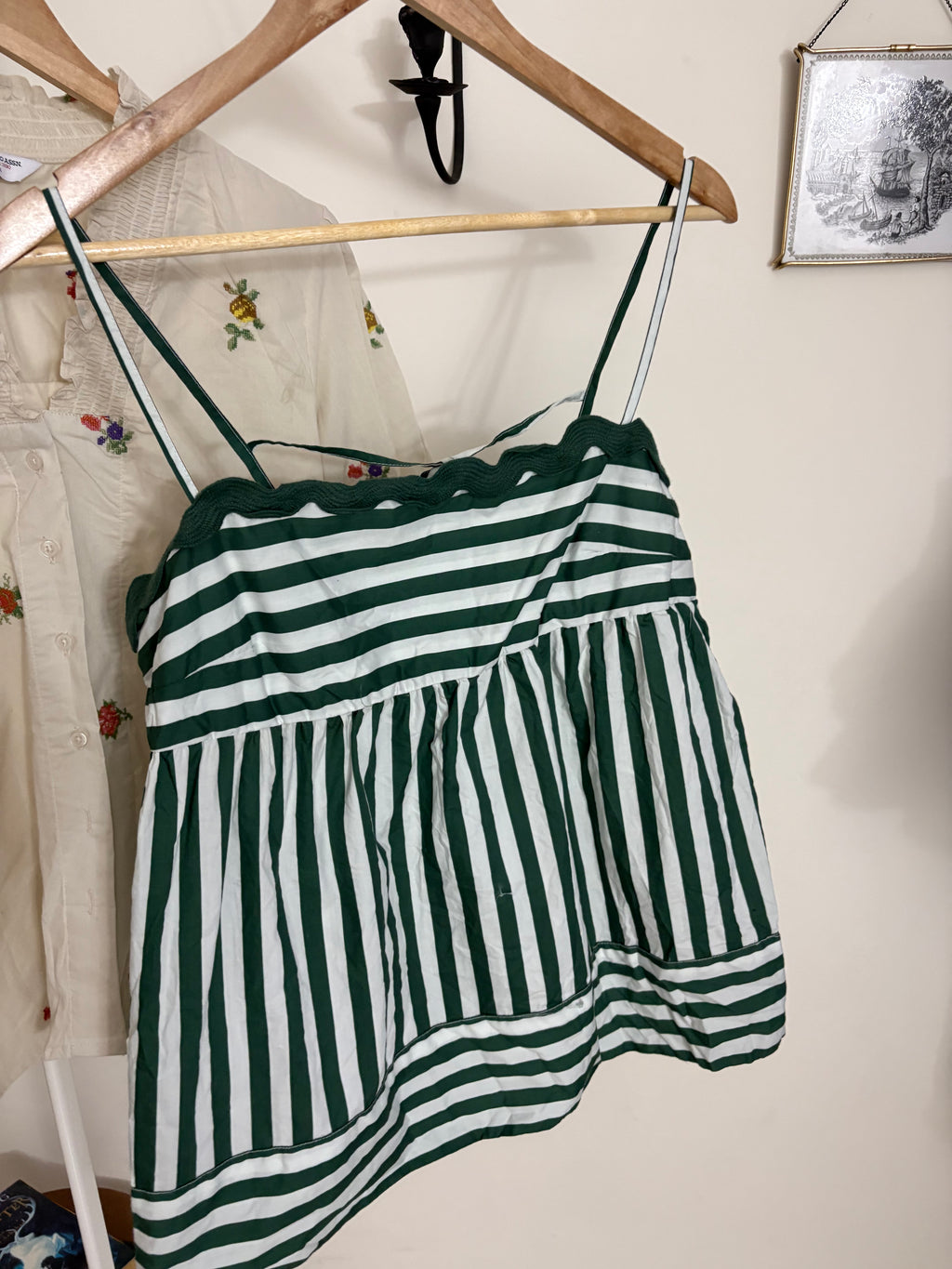 Maeve Striped Tie-Back Babydoll Top L