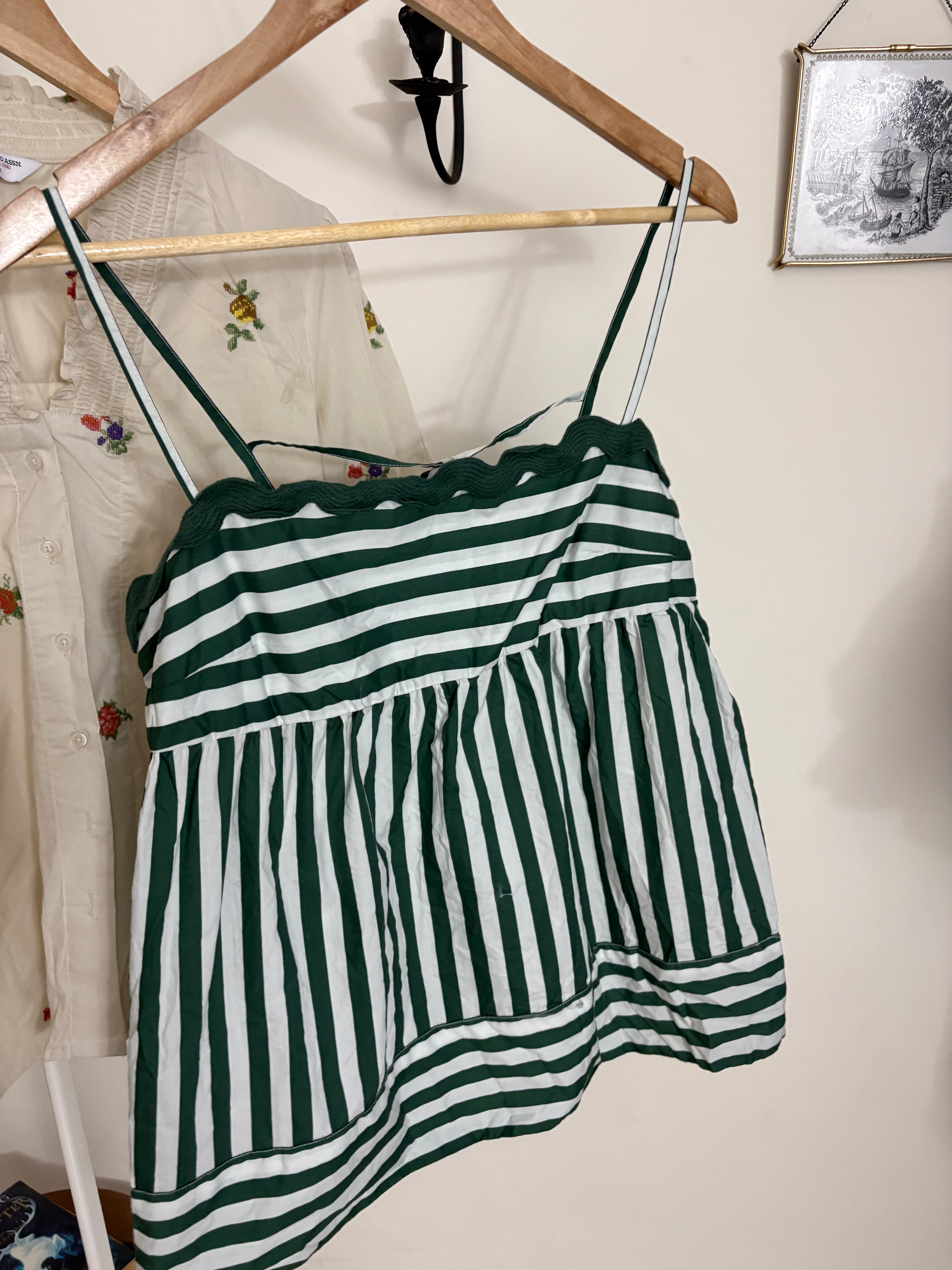 Maeve Striped Tie-Back Babydoll Top L