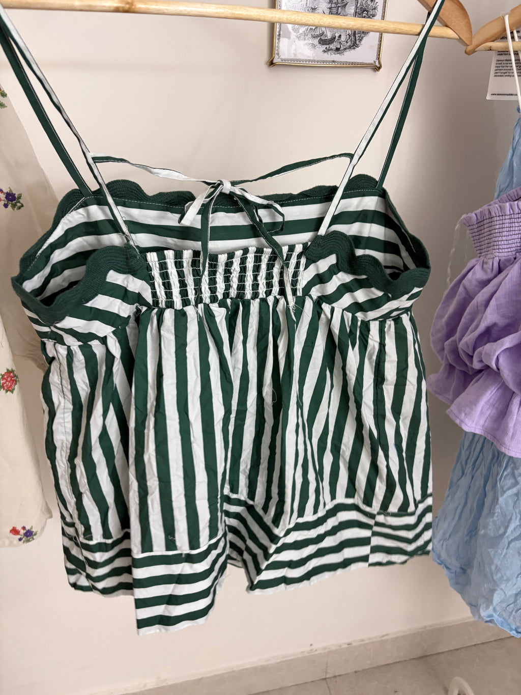 Maeve Striped Tie-Back Babydoll Top L