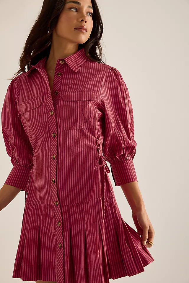 Damson Madder Maisie Mini Shirt Dress ALTERED SLEEVES UK12