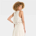 FUTURE COLLECTIVE embroidered eyelet side tie tank top S