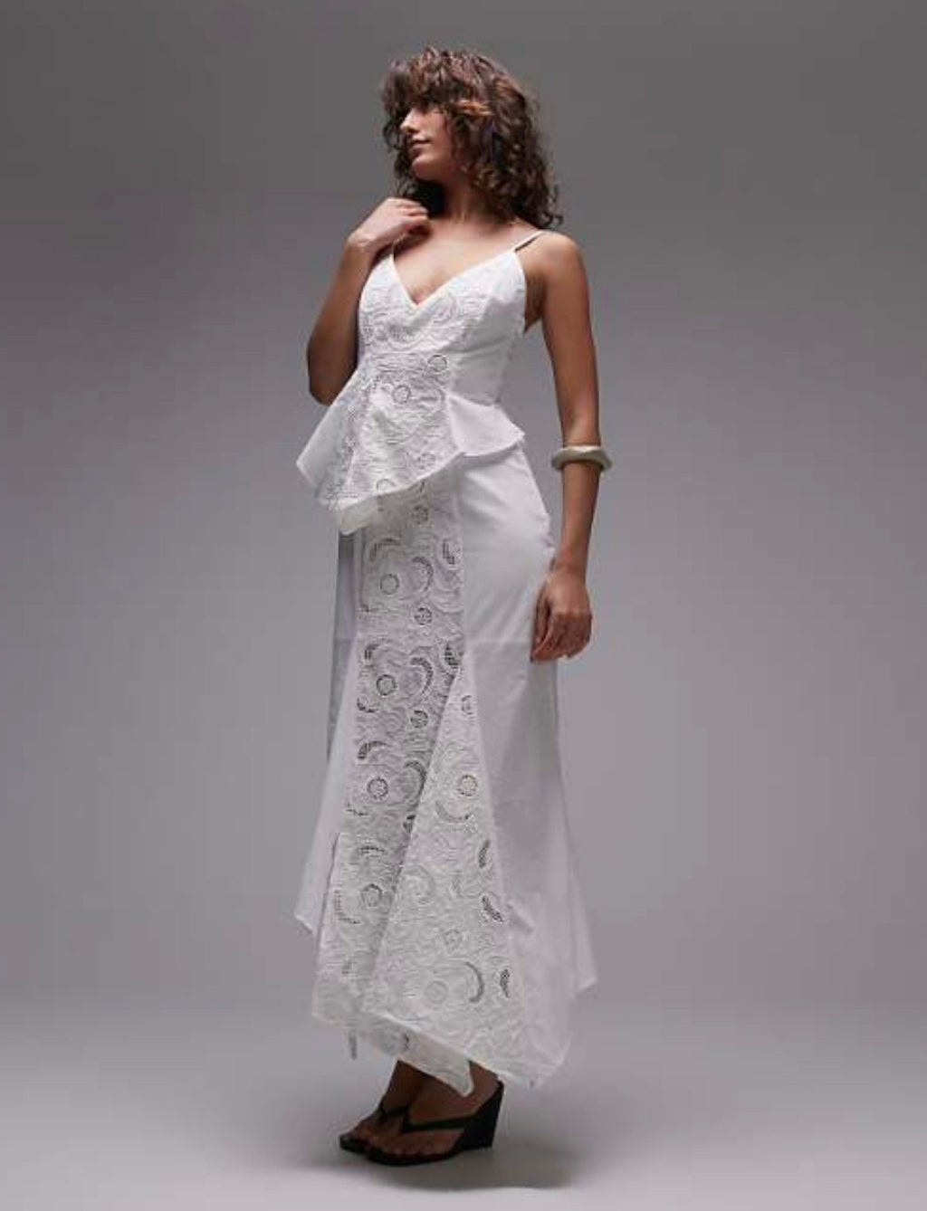 LAAGAM lea midaxi dress in white lace