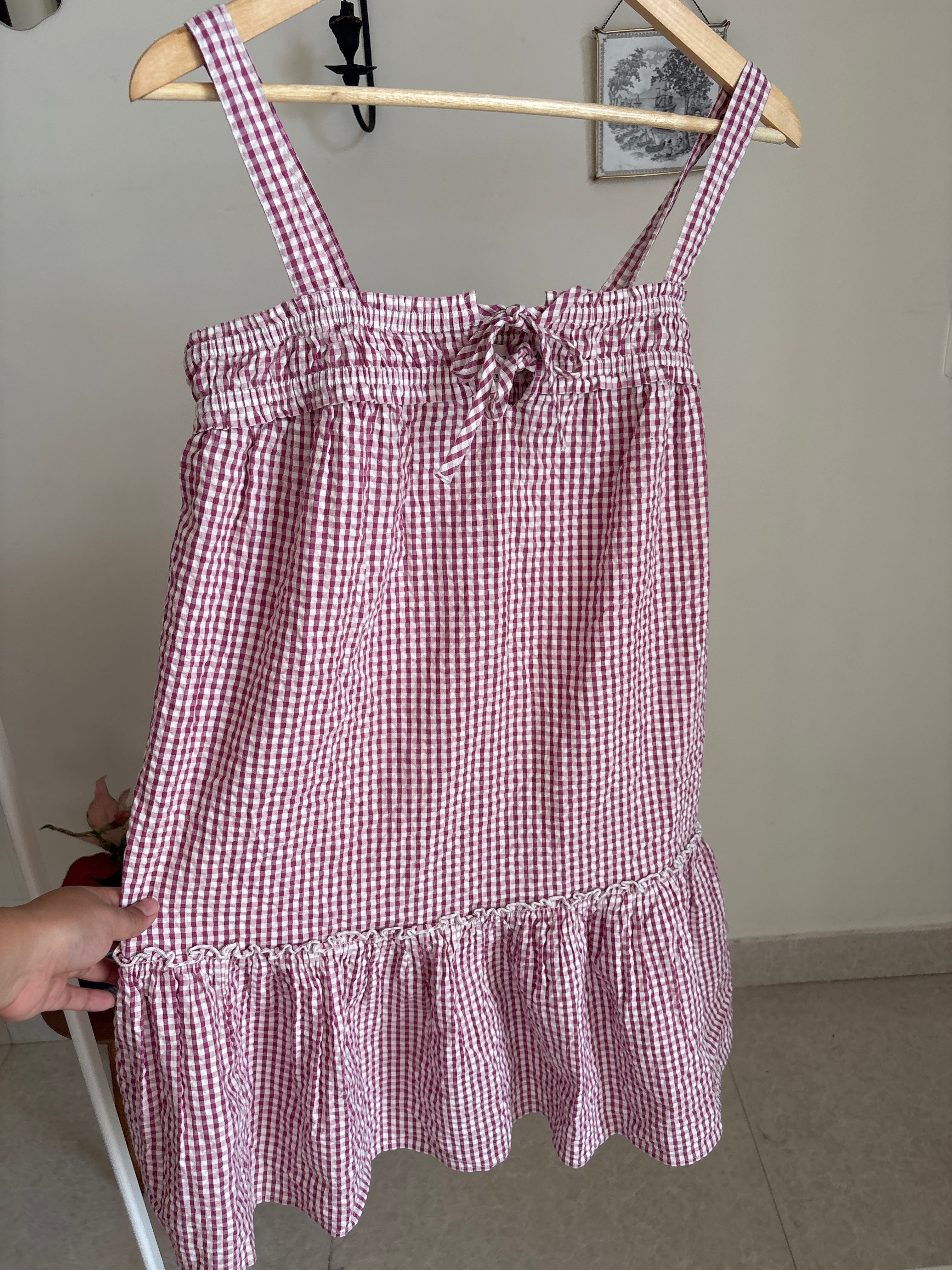 Lucky Brand Easy Cotton Gingham Minidress XS