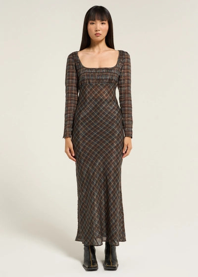 Damson Madder Marissa Sheer Check Midi Dress