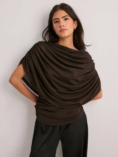 NEO NOIR Cottuna Drapy Mesh Top M