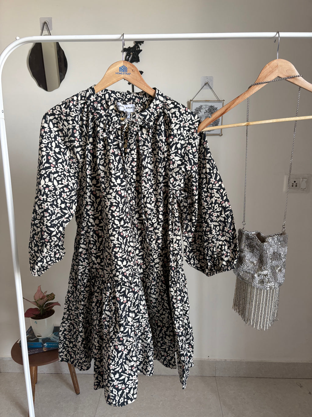 APIECE APART ALESSA MINI DRESS - BLACK/WHITE PRINT M