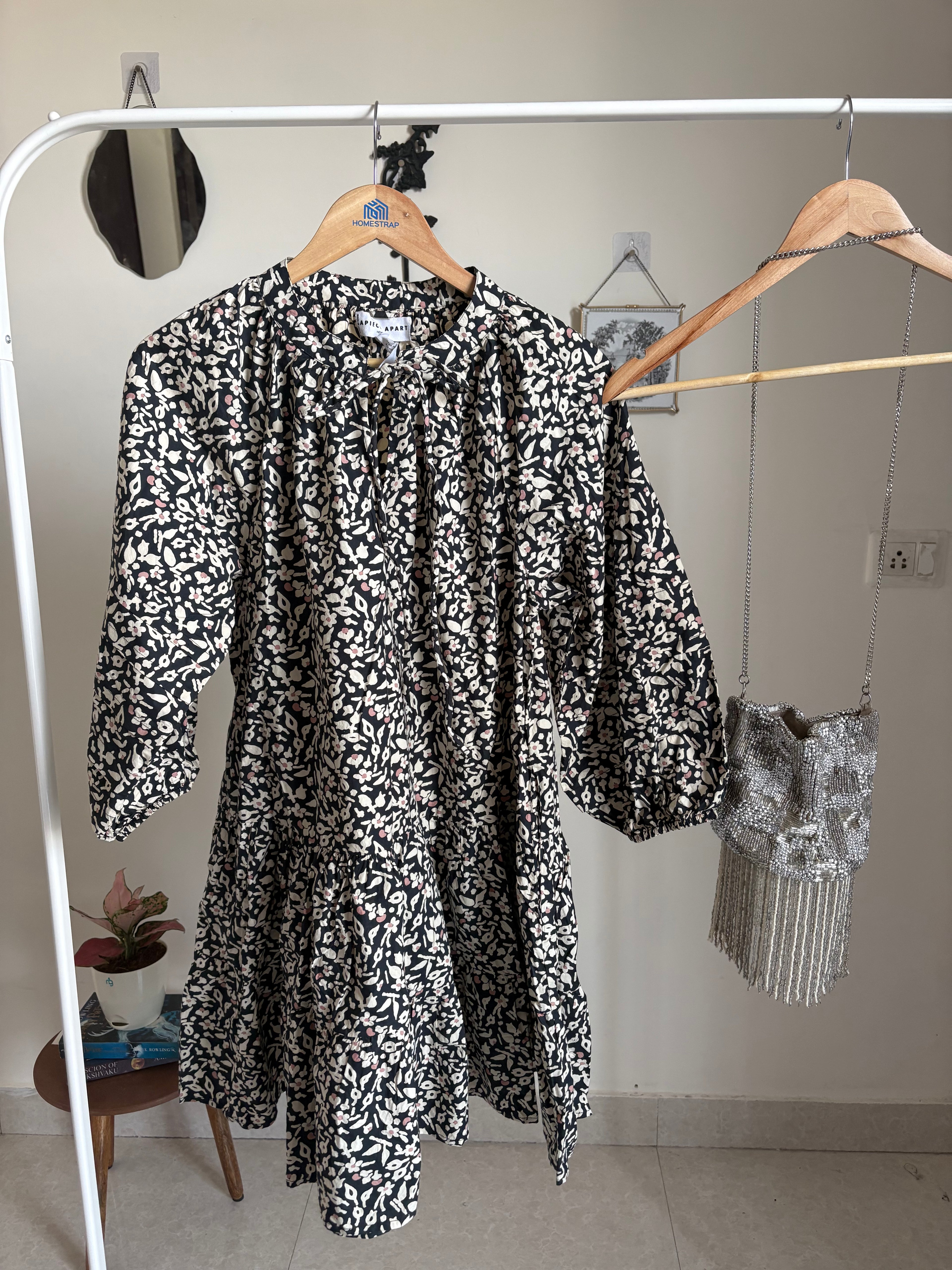 APIECE APART ALESSA MINI DRESS - BLACK/WHITE PRINT M