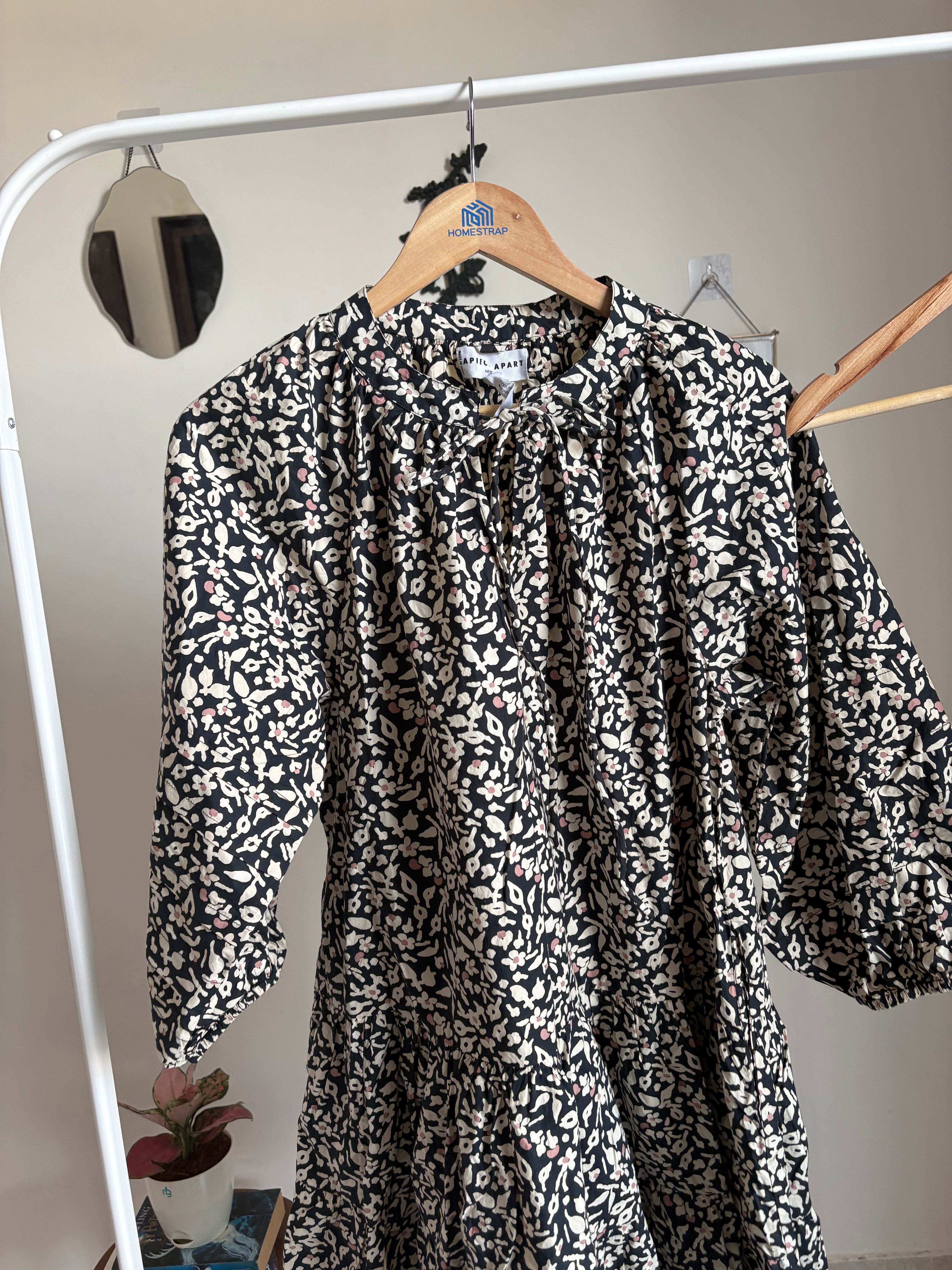 APIECE APART ALESSA MINI DRESS - BLACK/WHITE PRINT M