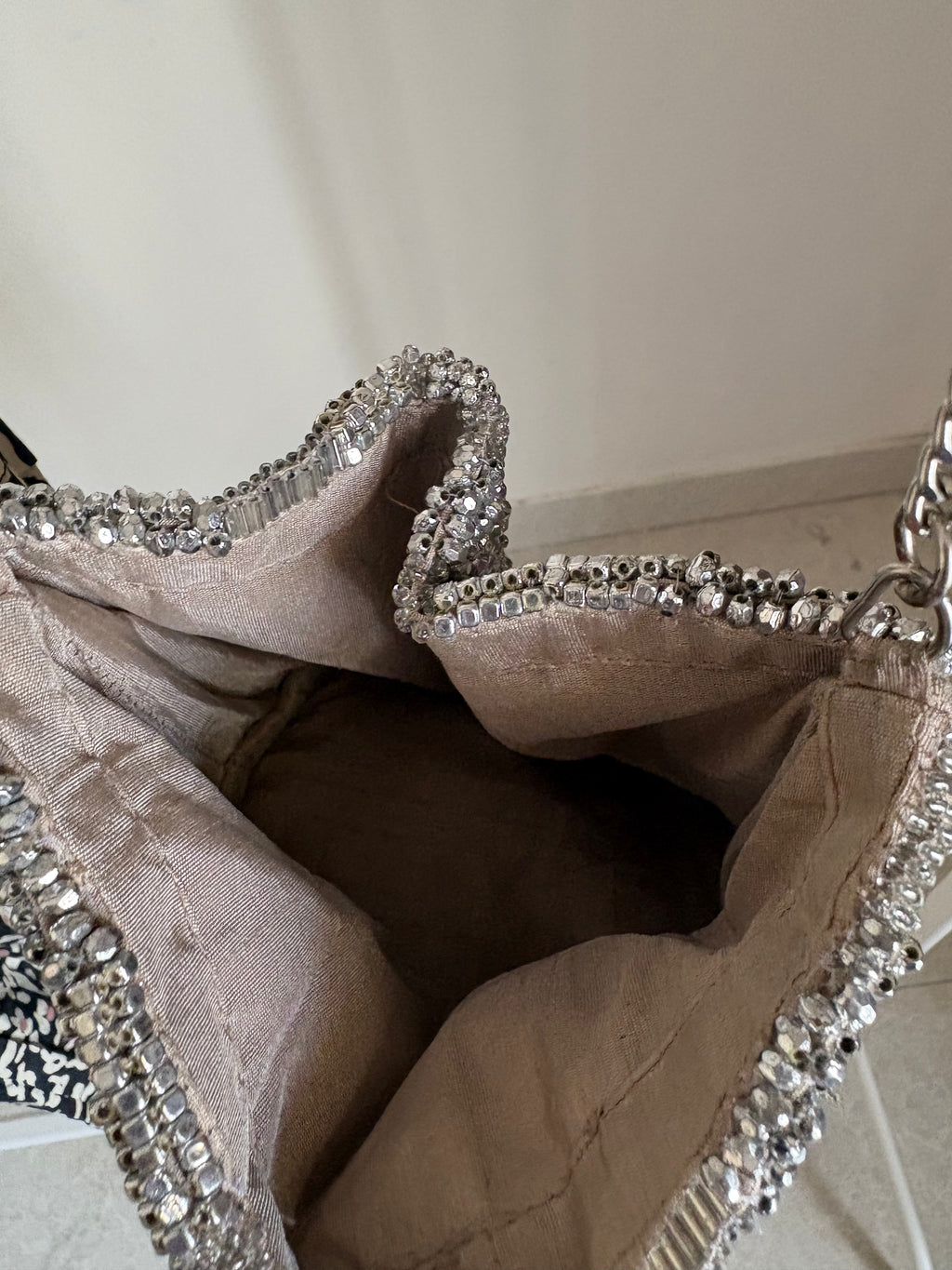 SILVER BEADED BAG