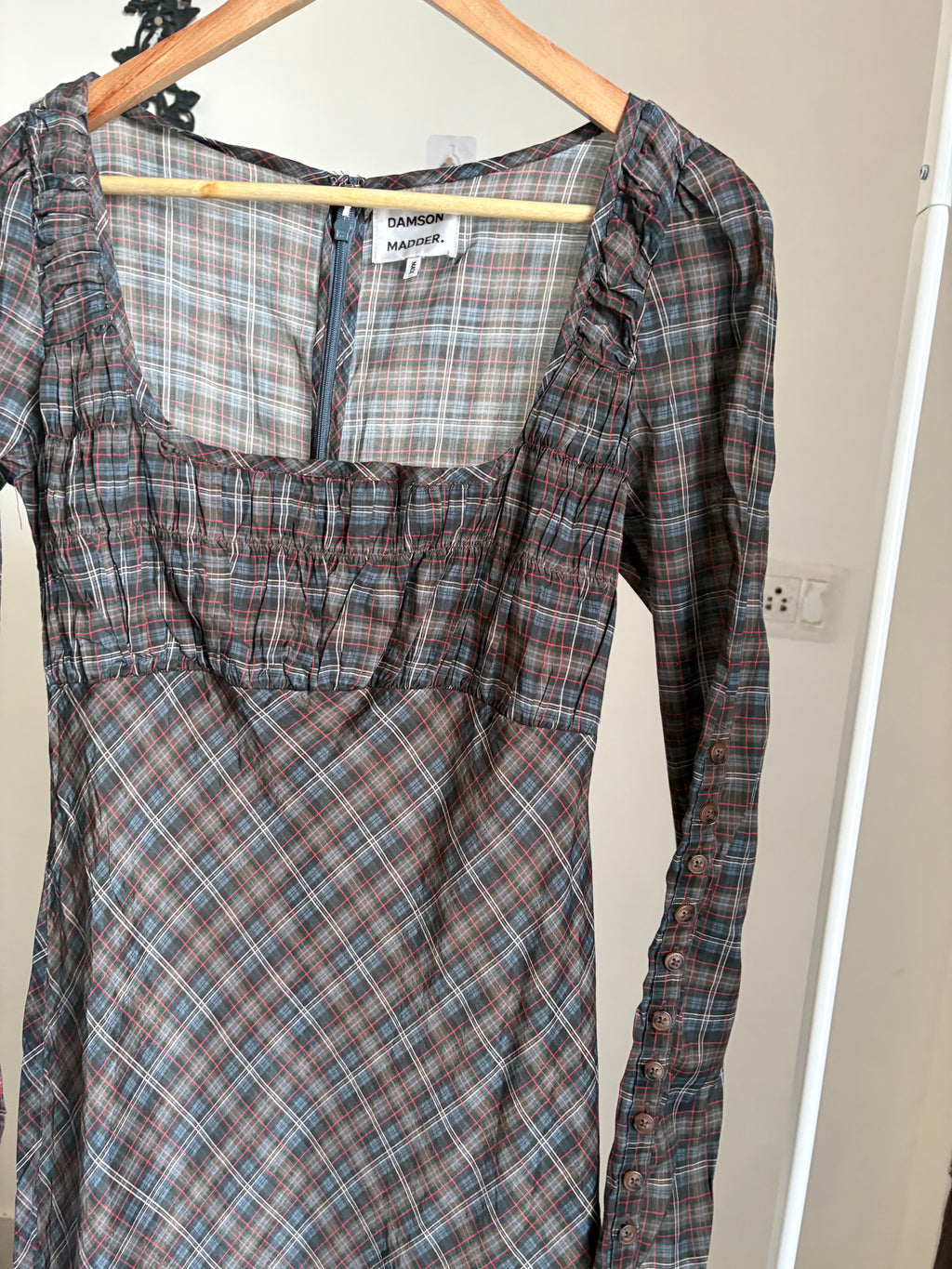 Damson Madder Marissa Sheer Check Midi Dress