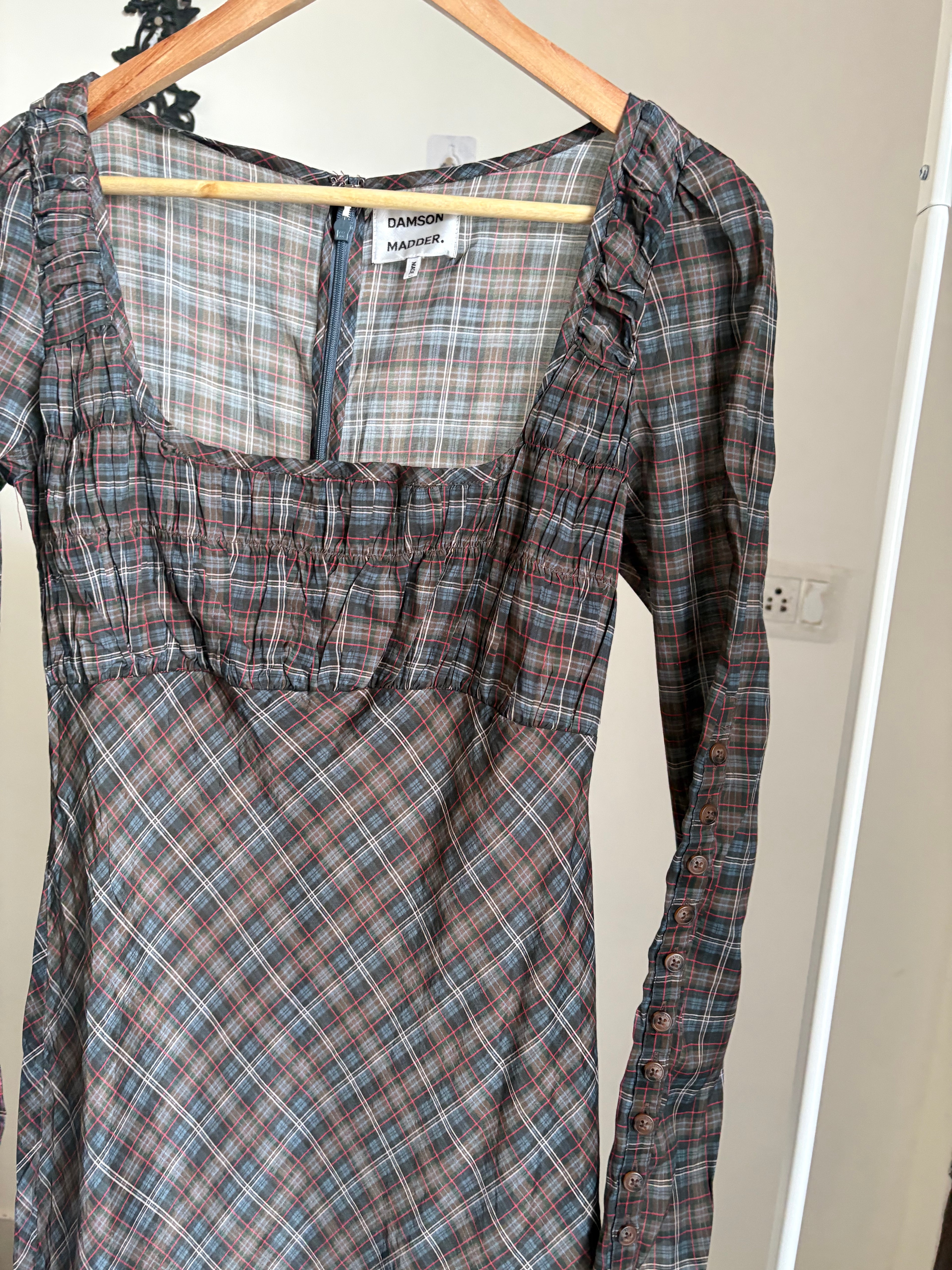 Damson Madder Marissa Sheer Check Midi Dress