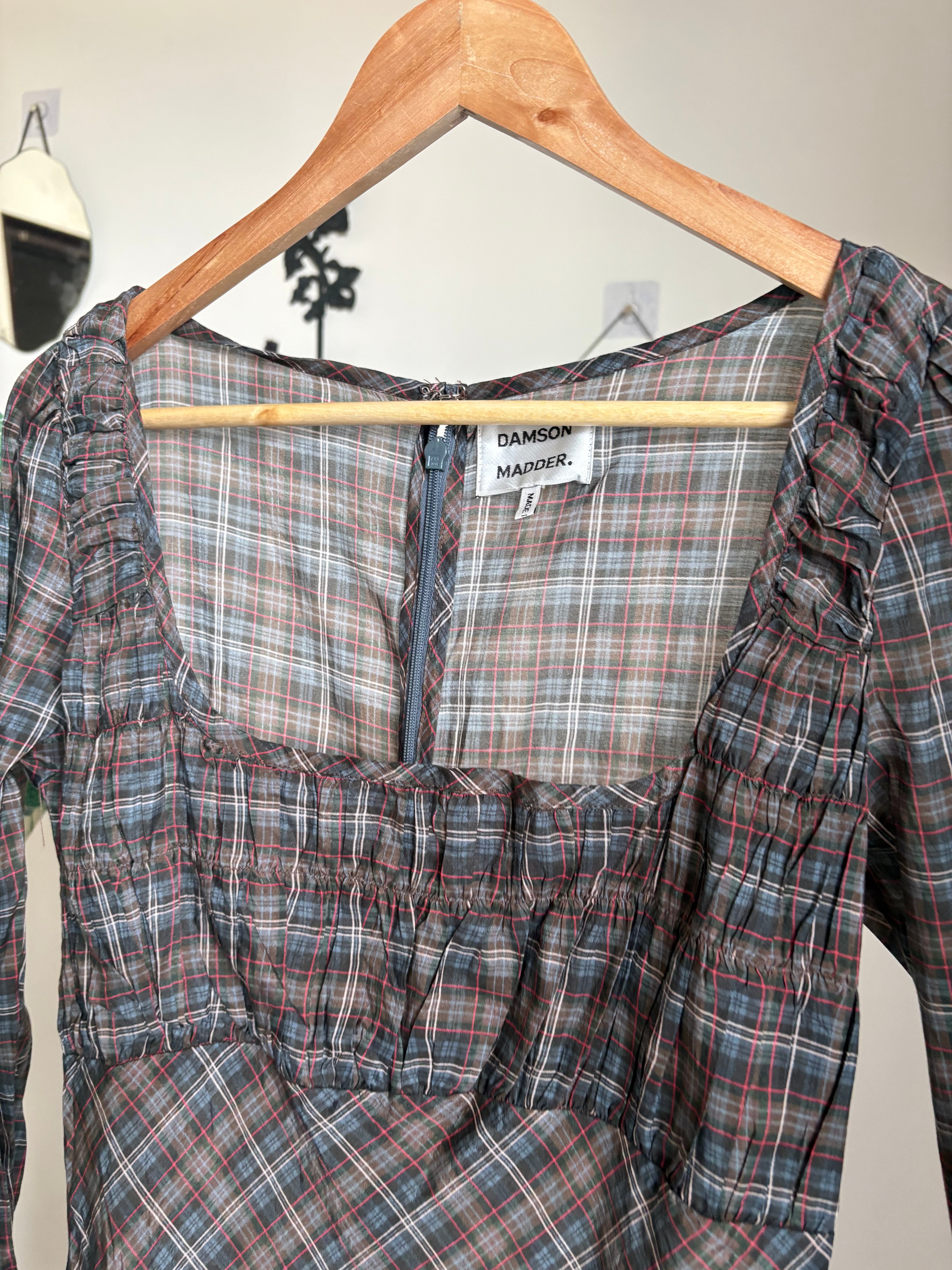 Damson Madder Marissa Sheer Check Midi Dress