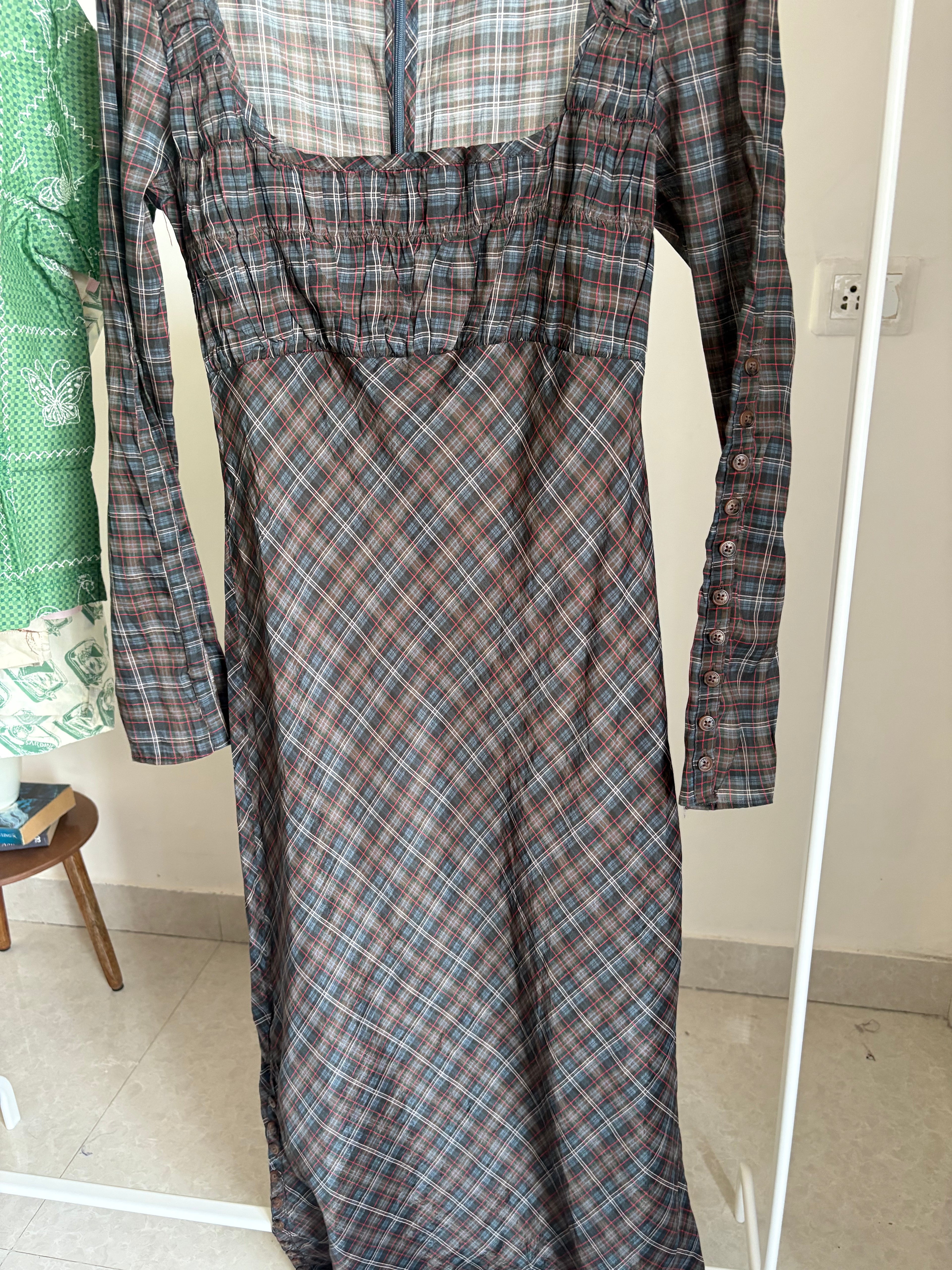Damson Madder Marissa Sheer Check Midi Dress