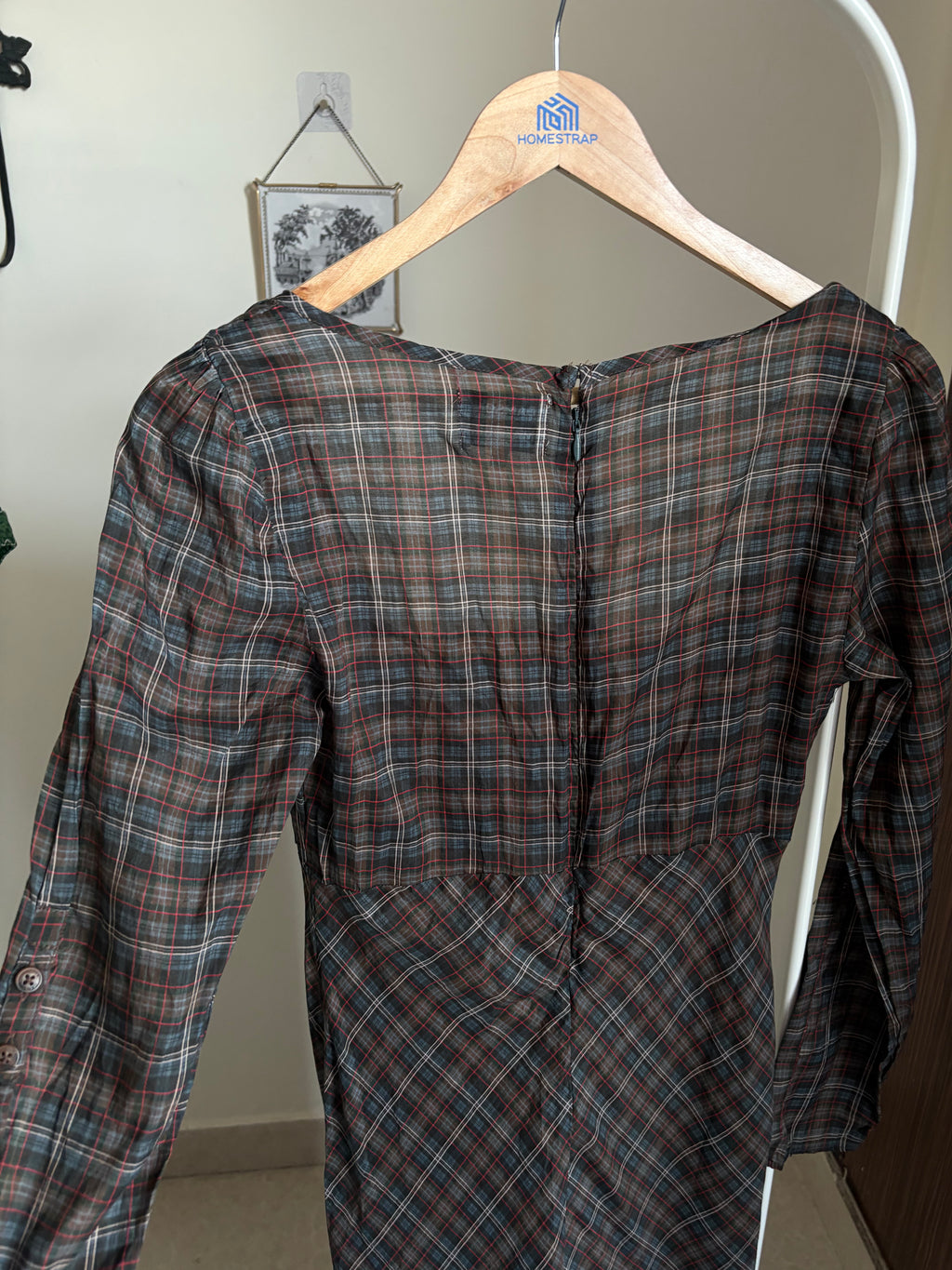 Damson Madder Marissa Sheer Check Midi Dress