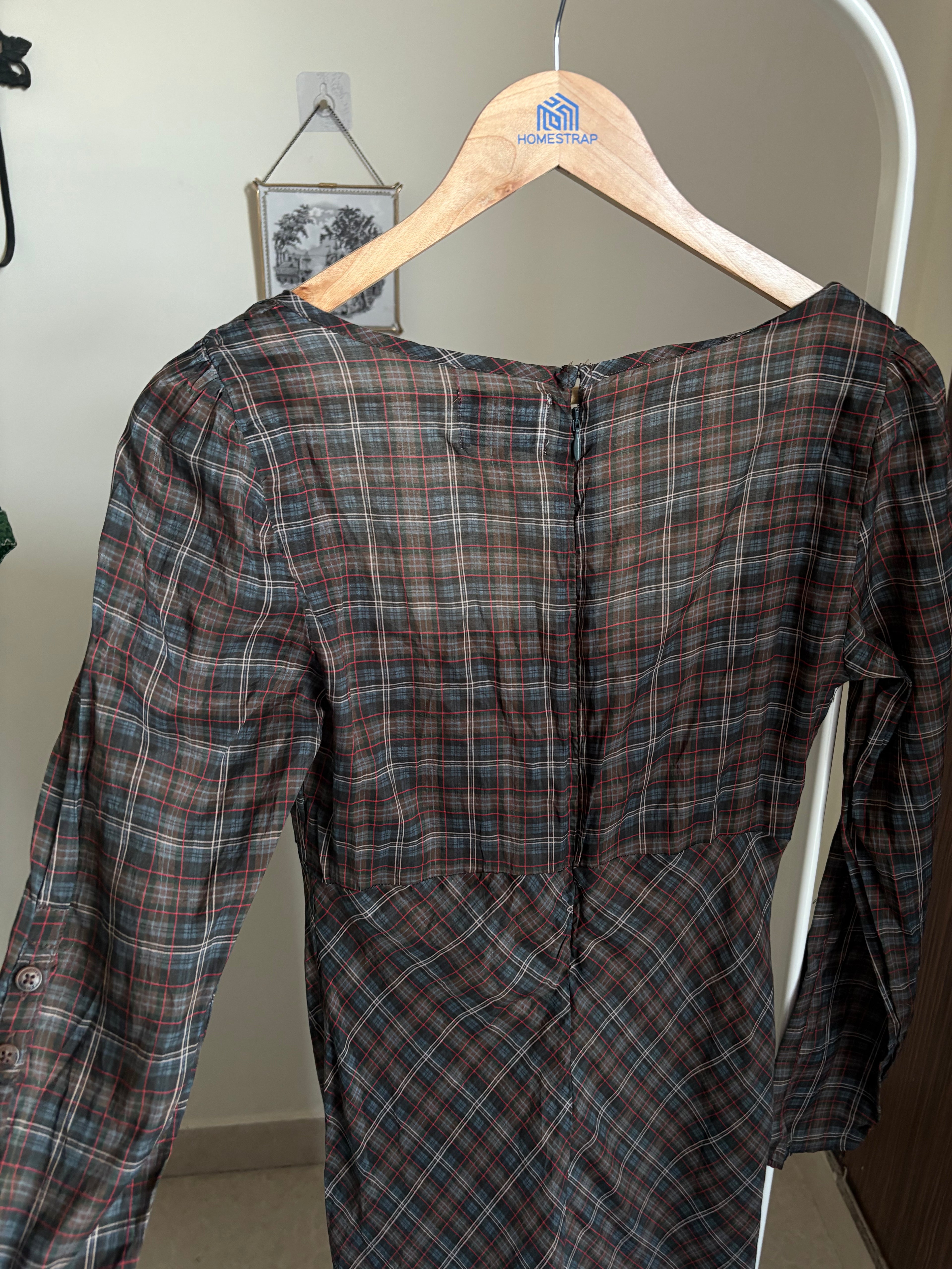 Damson Madder Marissa Sheer Check Midi Dress