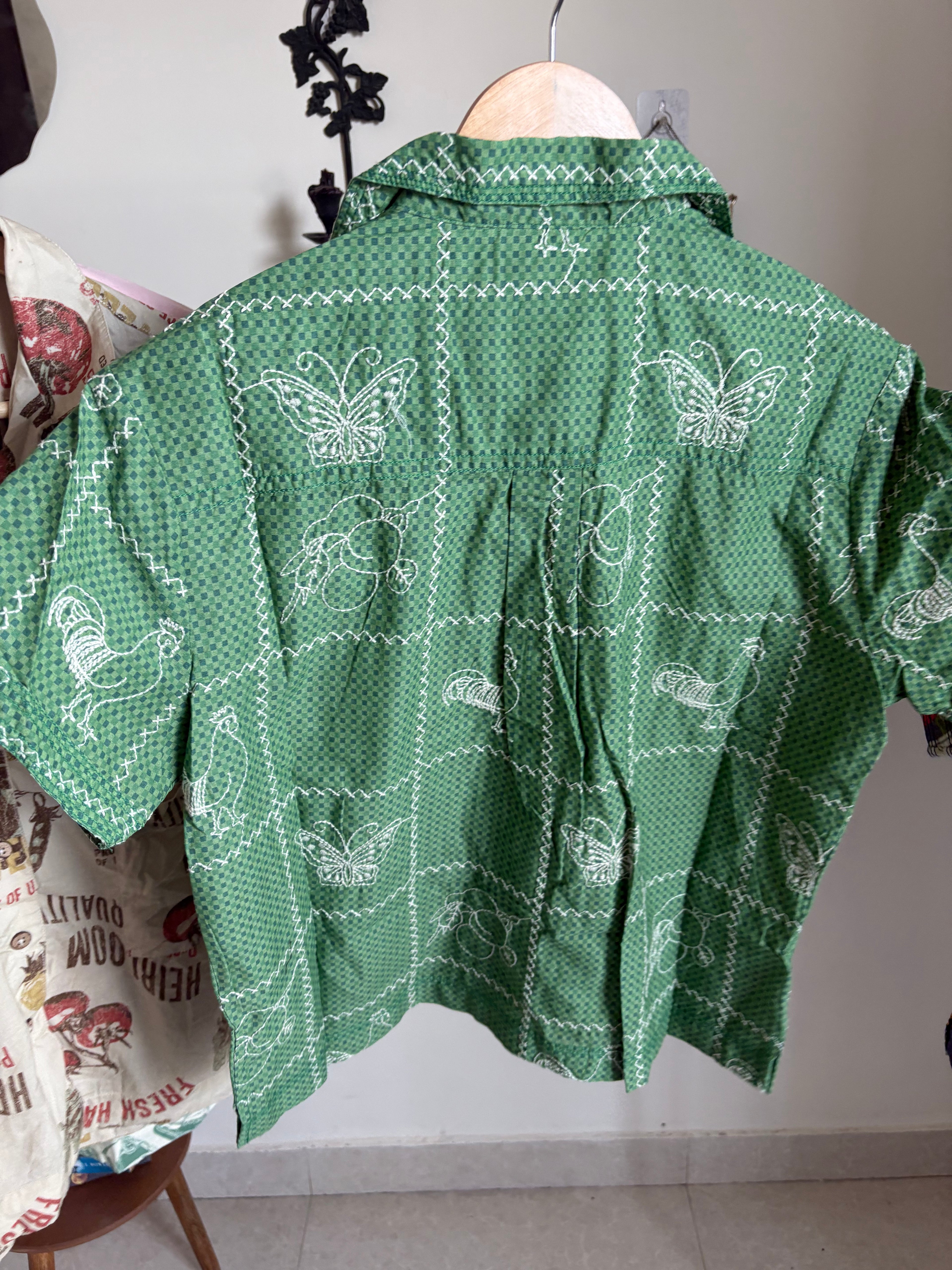 BDG Nash Embroidered Souvenir Short Sleeve Button-Down Shirt