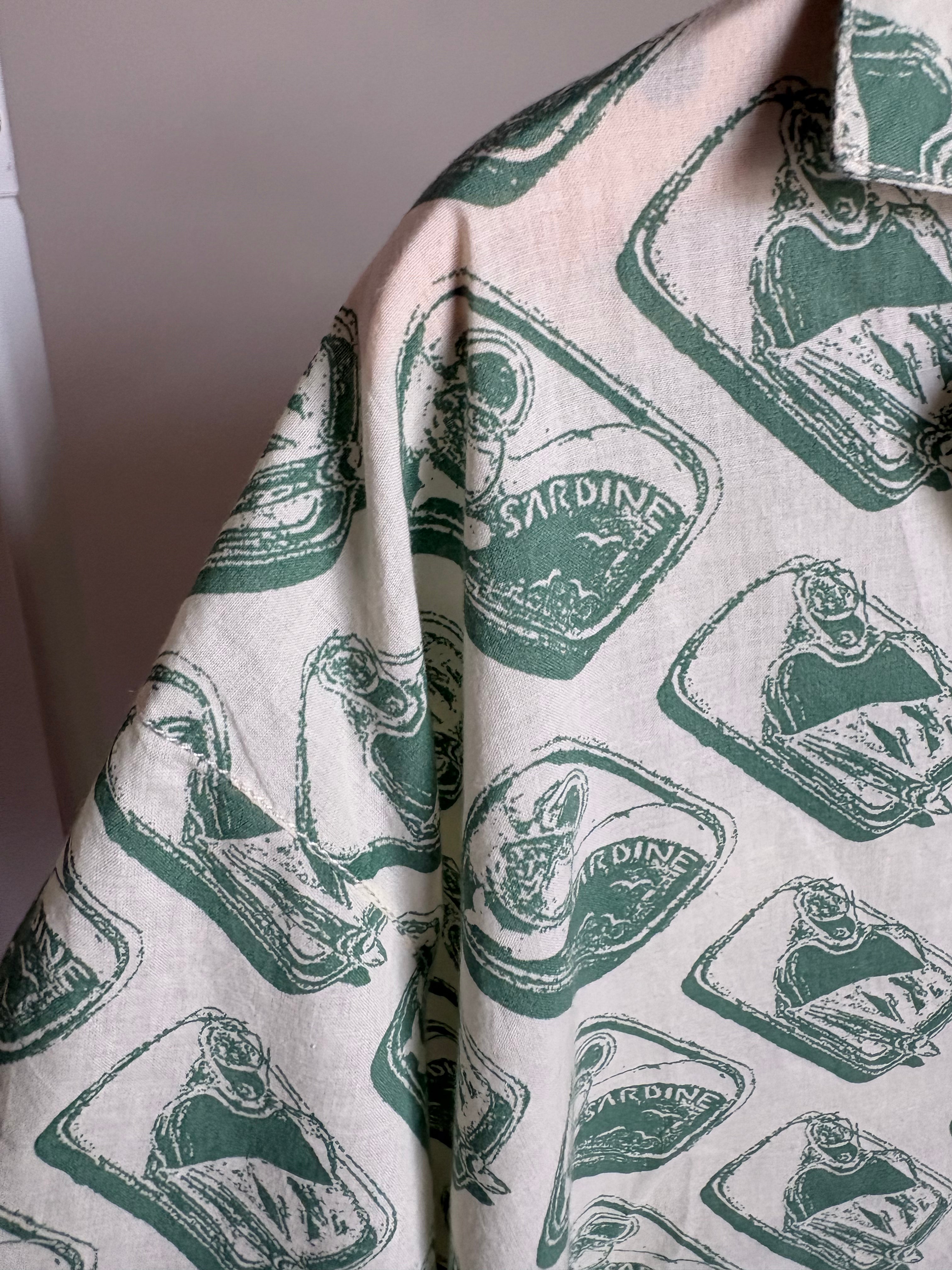 UO Paige SARDINES Printed Souvenir Shirt XL