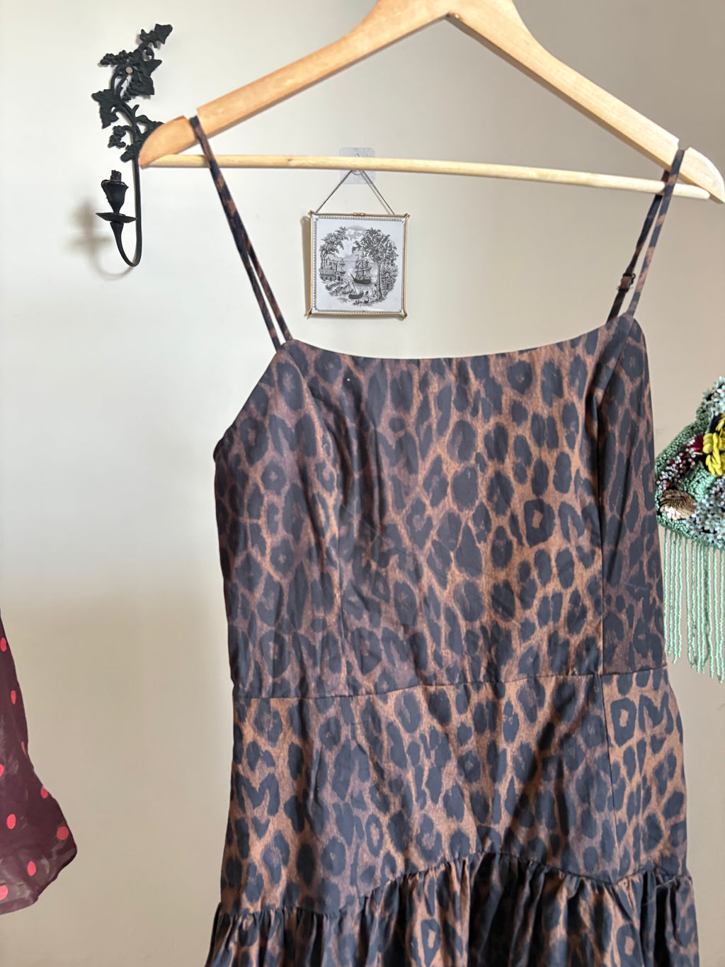 DAMSON MADDER Persephone Leopard Spot Sleeveless Organic Cotton Midi Dress S