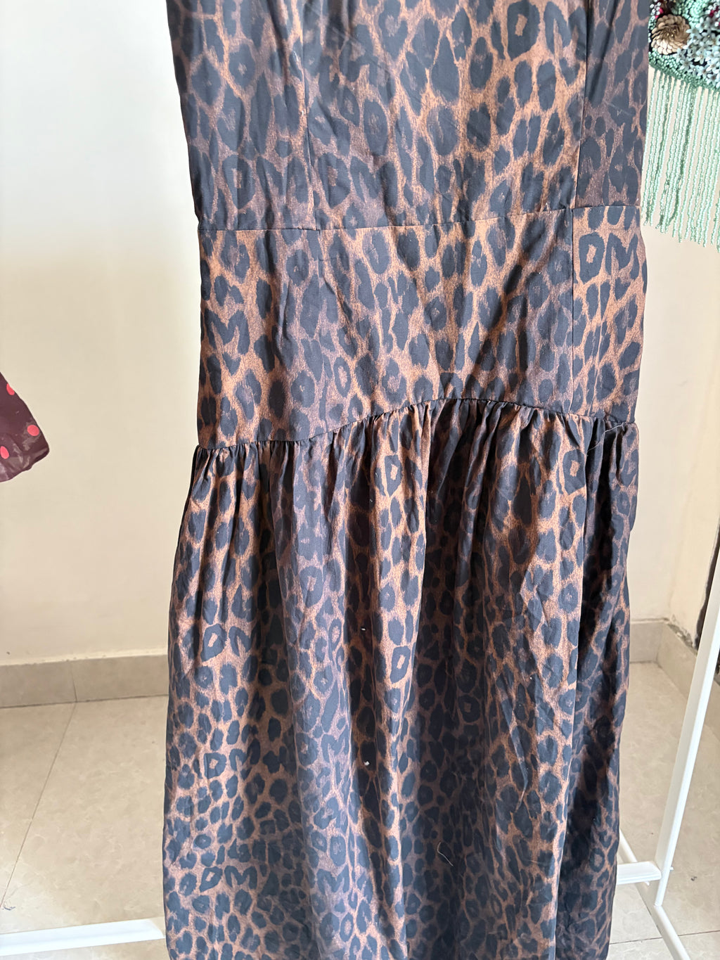 DAMSON MADDER Persephone Leopard Spot Sleeveless Organic Cotton Midi Dress S