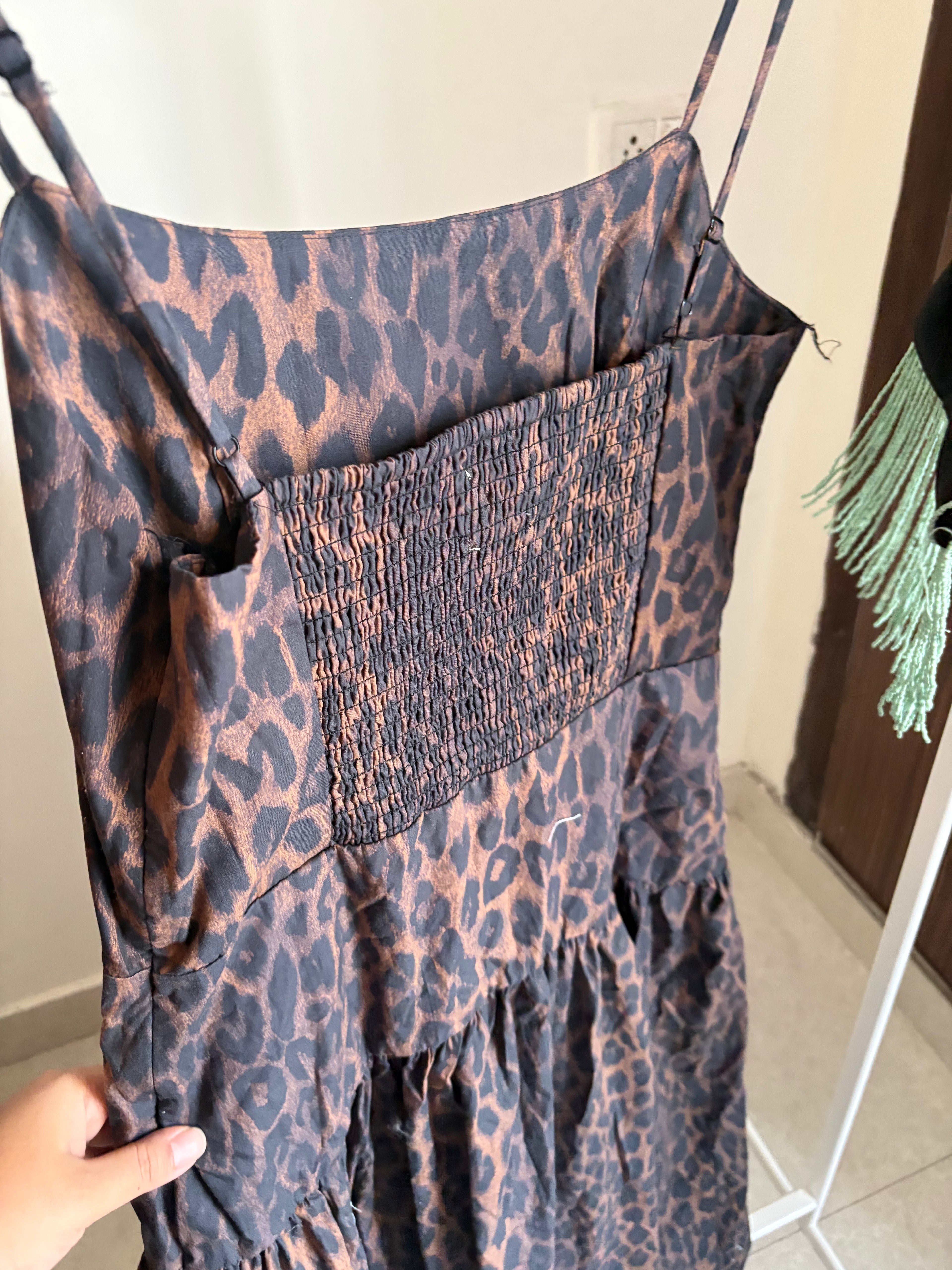 DAMSON MADDER Persephone Leopard Spot Sleeveless Organic Cotton Midi Dress S