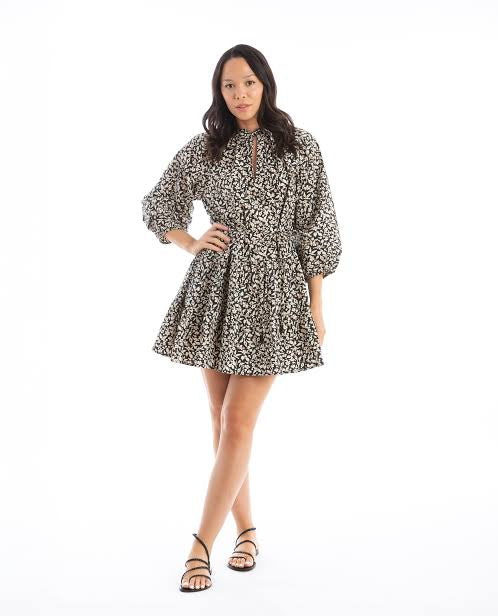 APIECE APART ALESSA MINI DRESS - BLACK/WHITE PRINT M