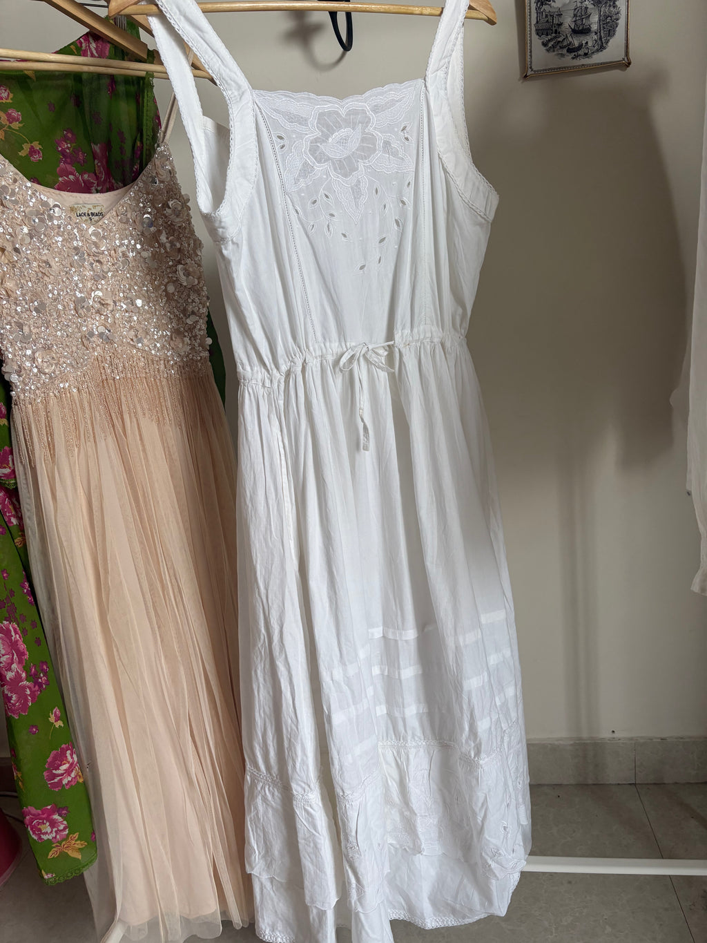 COTTON EMBROIDERED PINAFORE DRESS M/L