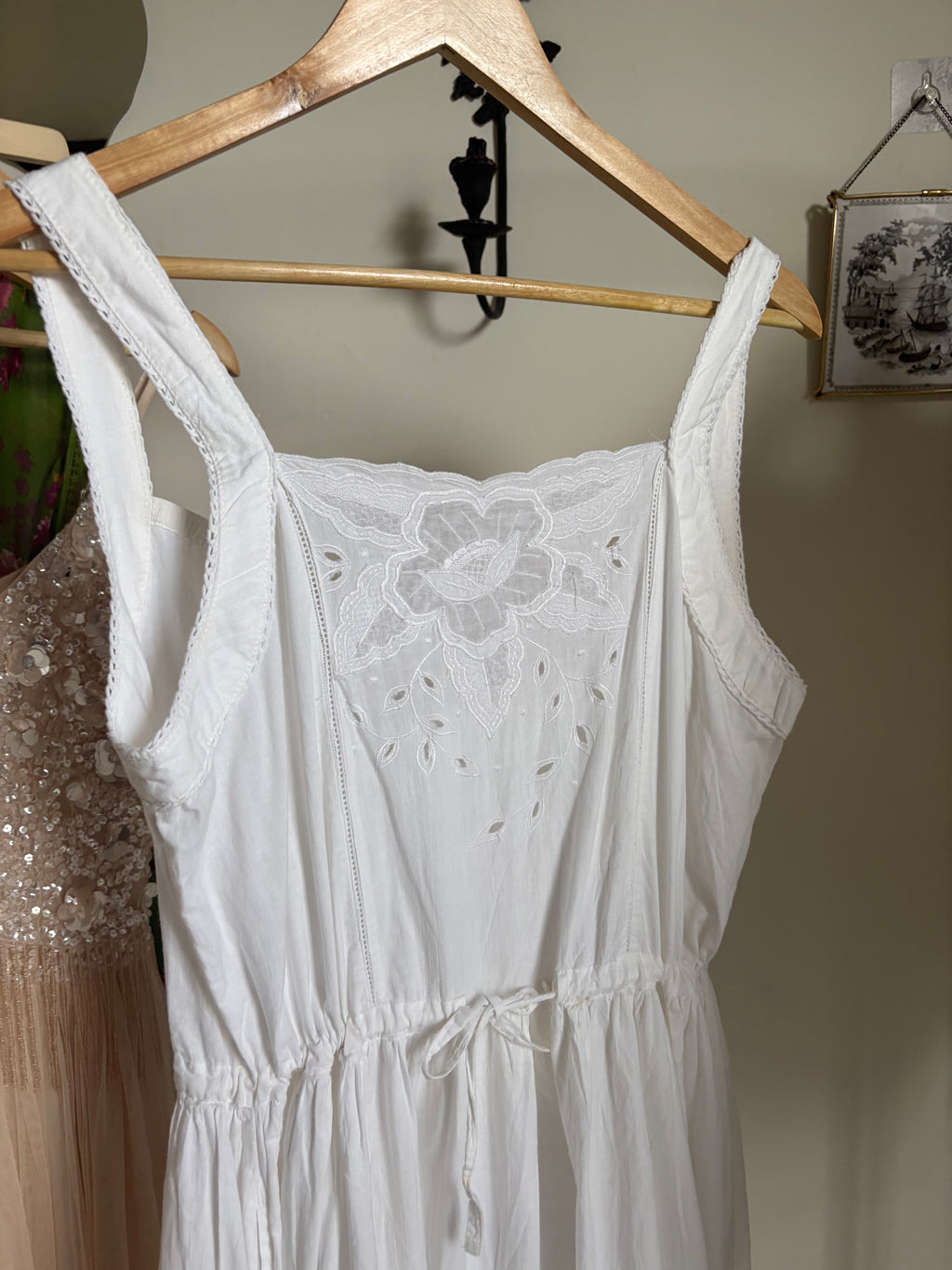COTTON EMBROIDERED PINAFORE DRESS M/L